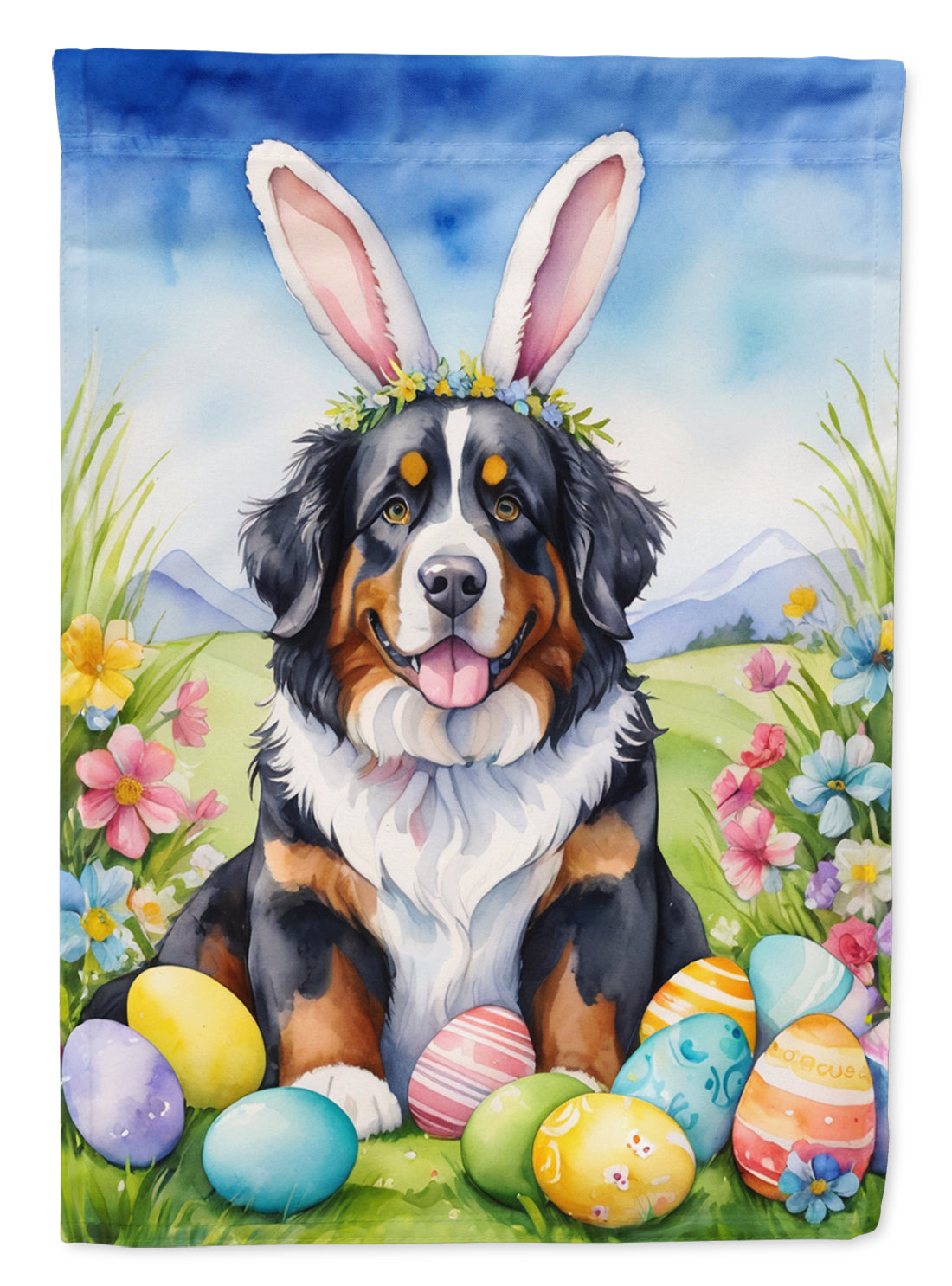 Buy this Bernese Mountain Dog Easter Egg Hunt Garden Flag