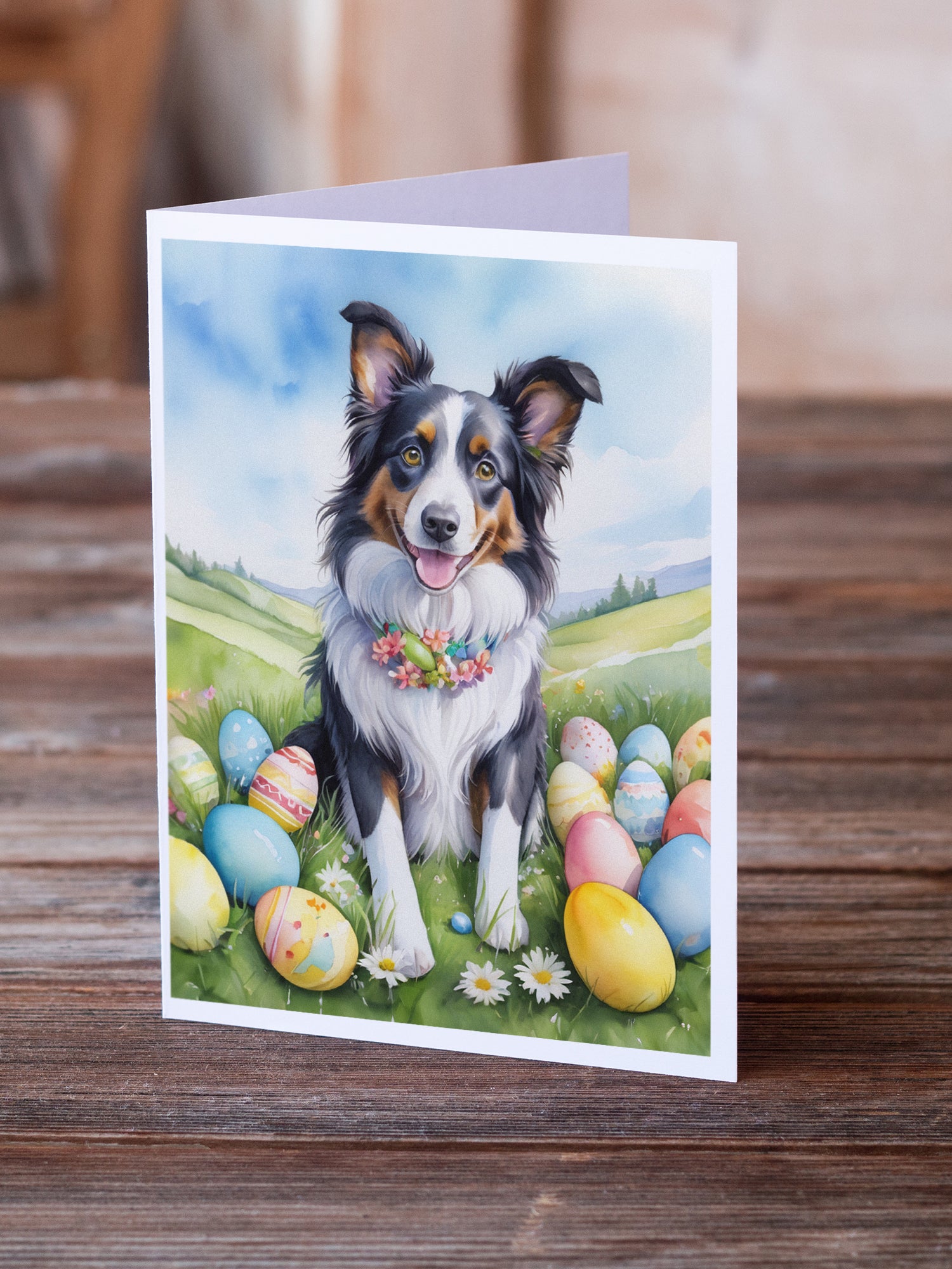 Buy this Border Collie Easter Egg Hunt Greeting Cards Pack of 8