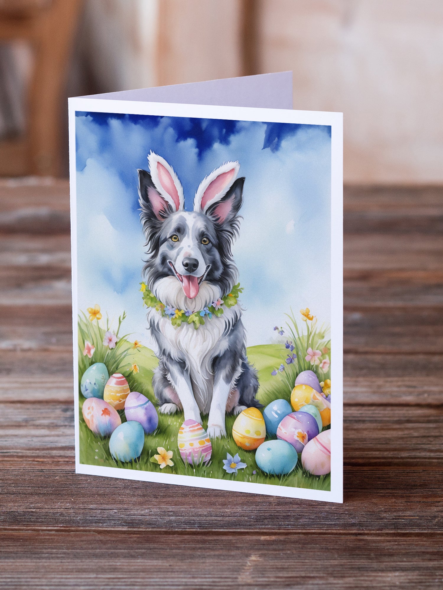 Buy this Border Collie Easter Egg Hunt Greeting Cards Pack of 8