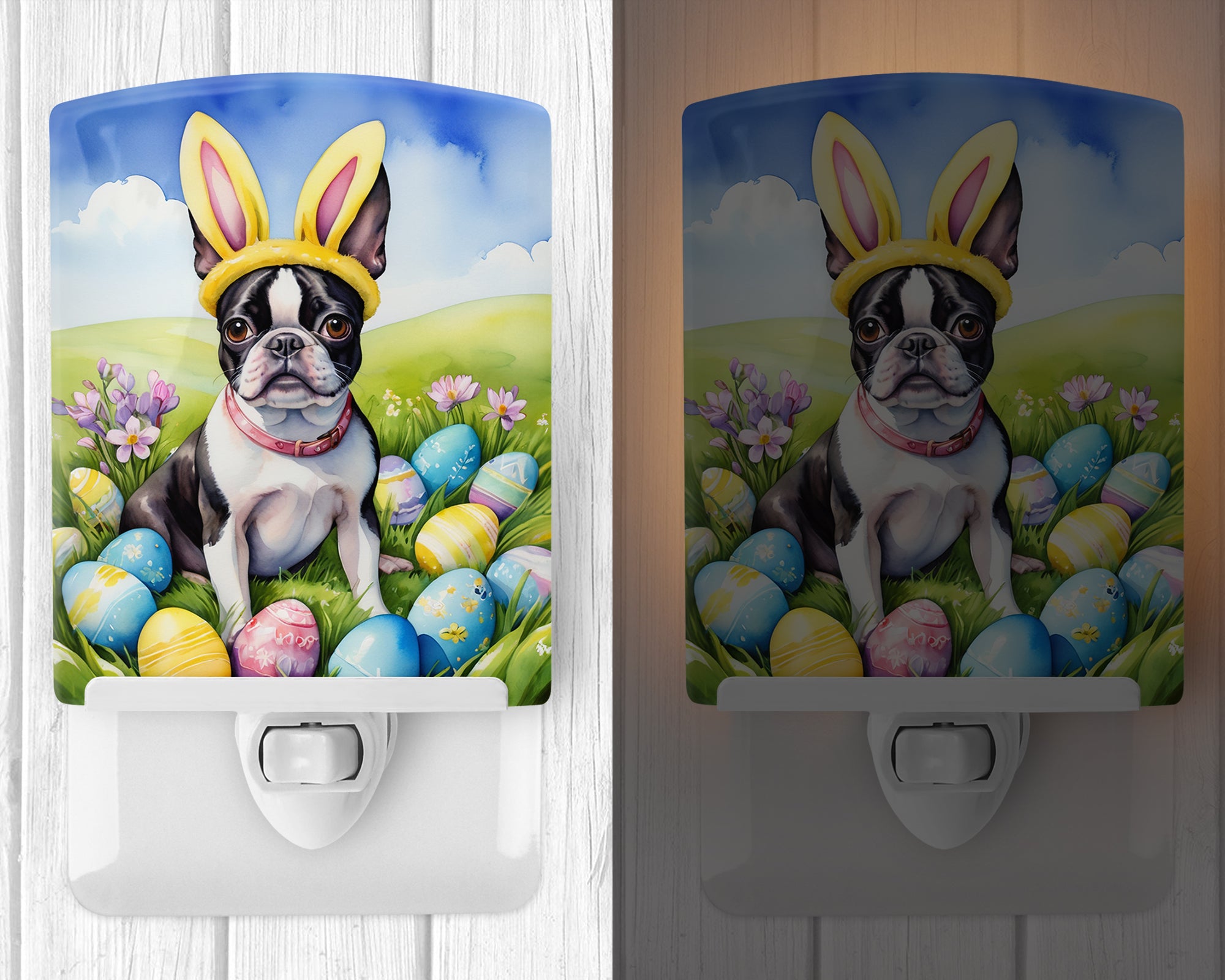 Buy this Boston Terrier Easter Egg Hunt Ceramic Night Light