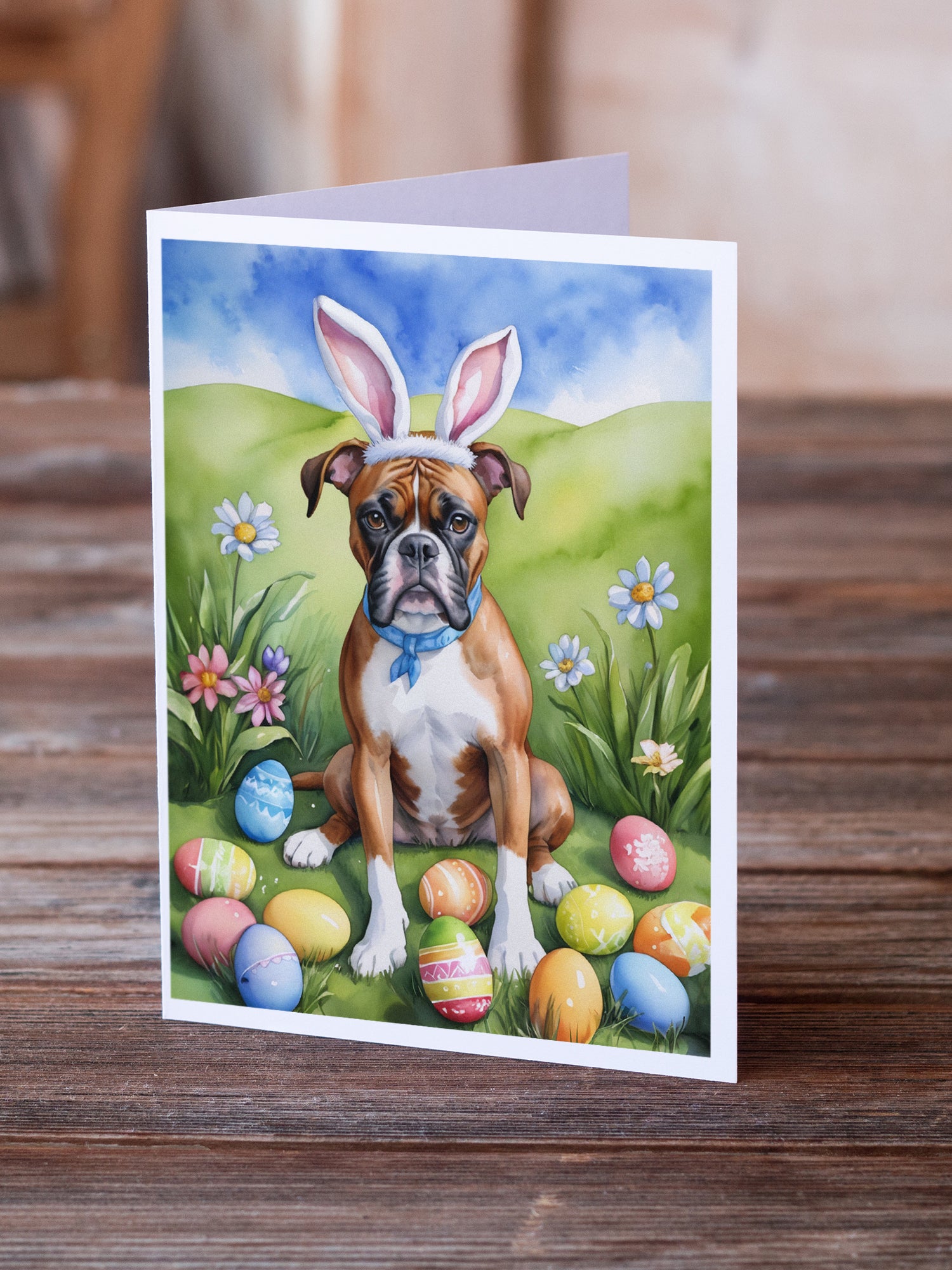 Buy this Boxer Easter Egg Hunt Greeting Cards Pack of 8