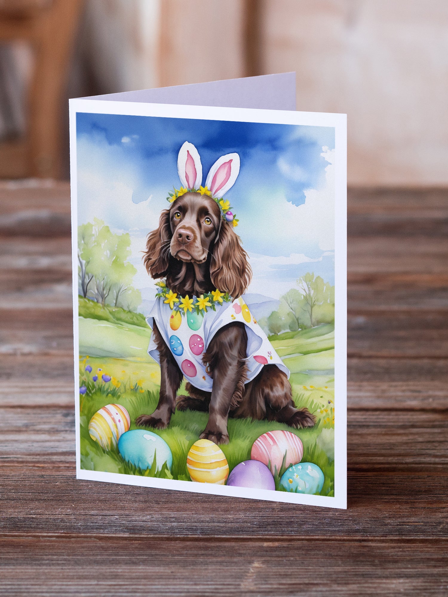 Buy this Boykin Spaniel Easter Egg Hunt Greeting Cards Pack of 8
