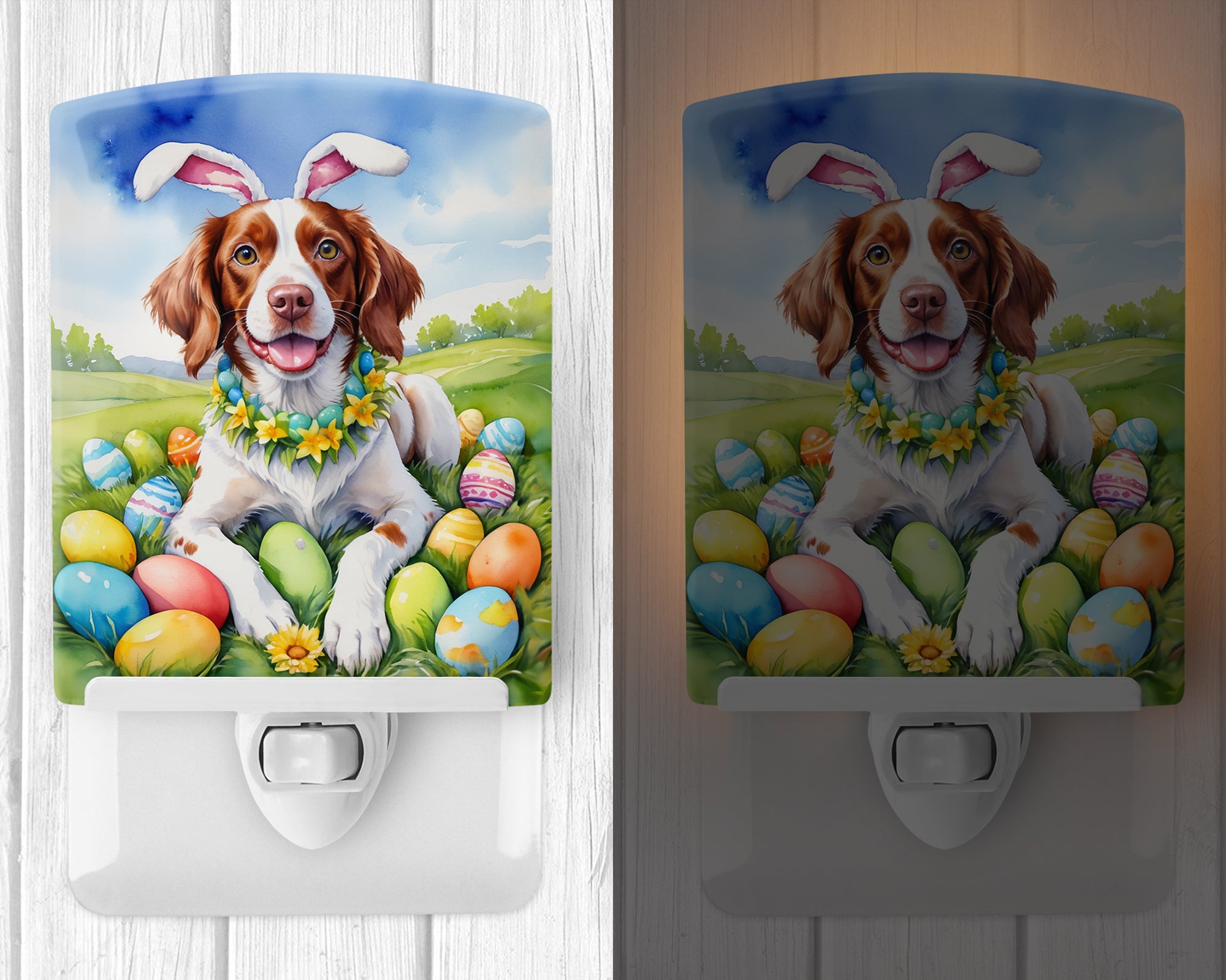 Buy this Brittany Spaniel Easter Egg Hunt Ceramic Night Light