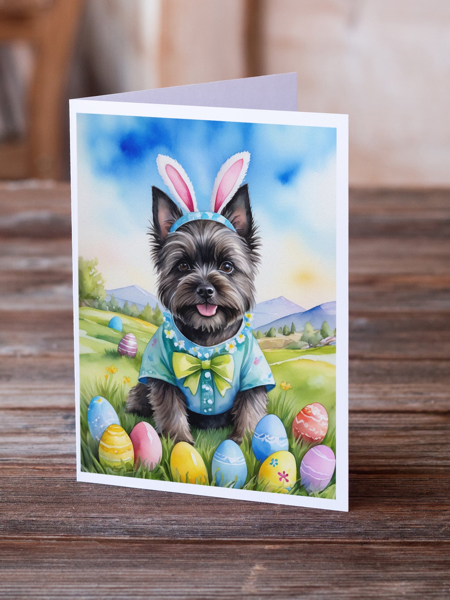 Buy this Cairn Terrier Easter Egg Hunt Greeting Cards Pack of 8
