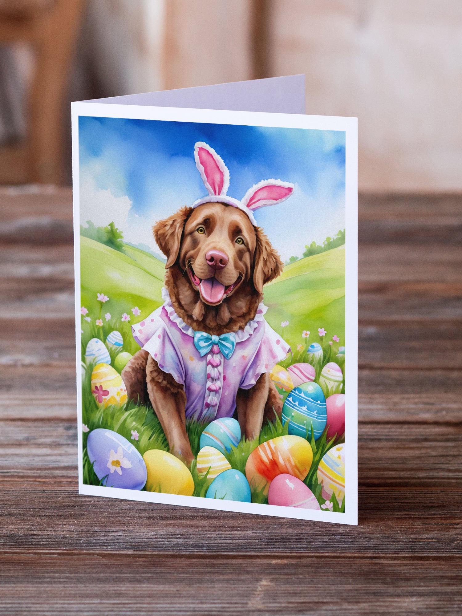 Chesapeake Bay Retriever Easter Egg Hunt Greeting Cards Pack of 8