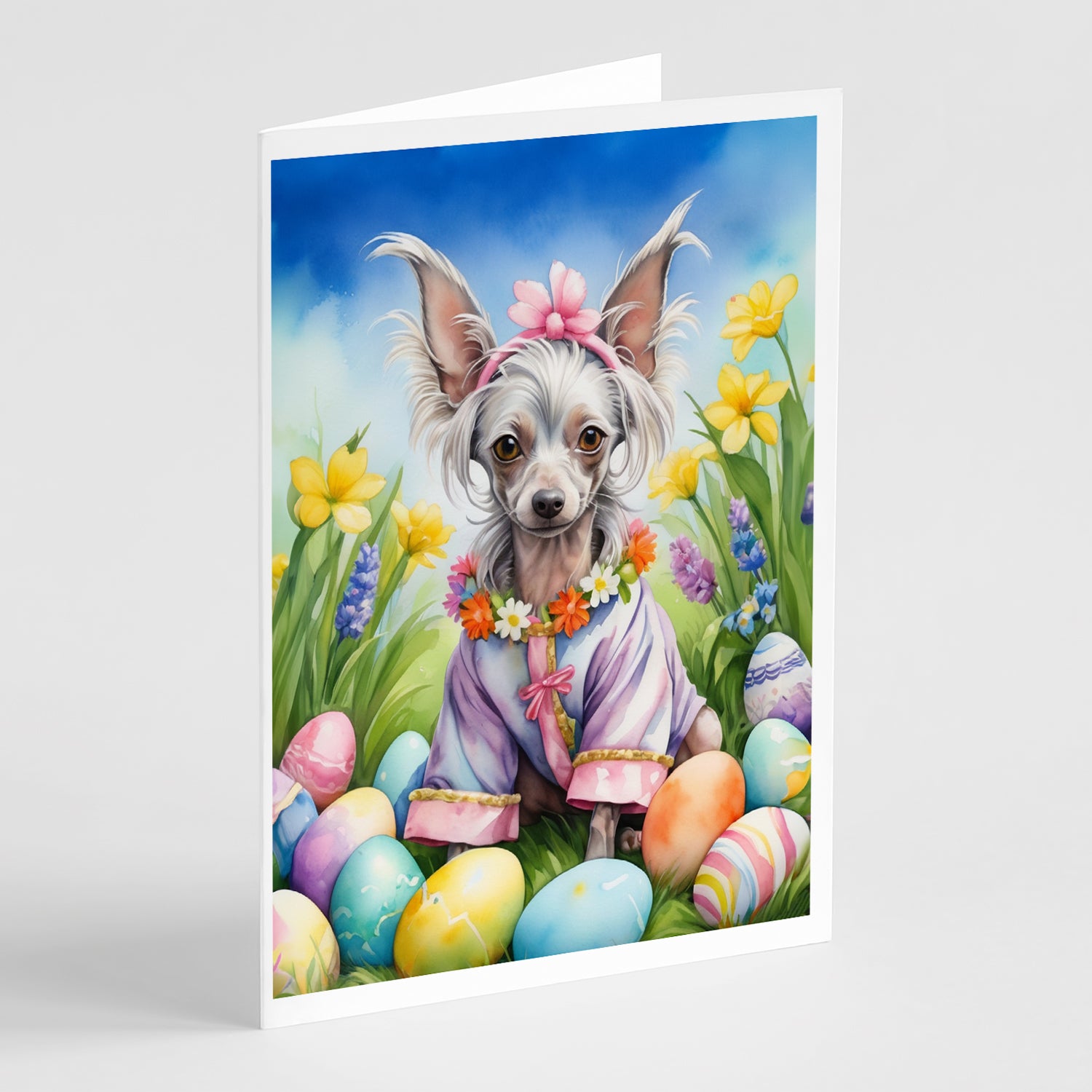 Buy this Chinese Crested Easter Egg Hunt Greeting Cards Pack of 8