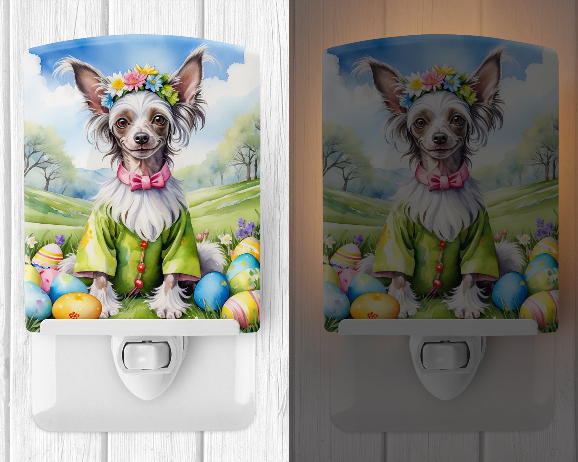 Buy this Chinese Crested Easter Egg Hunt Ceramic Night Light