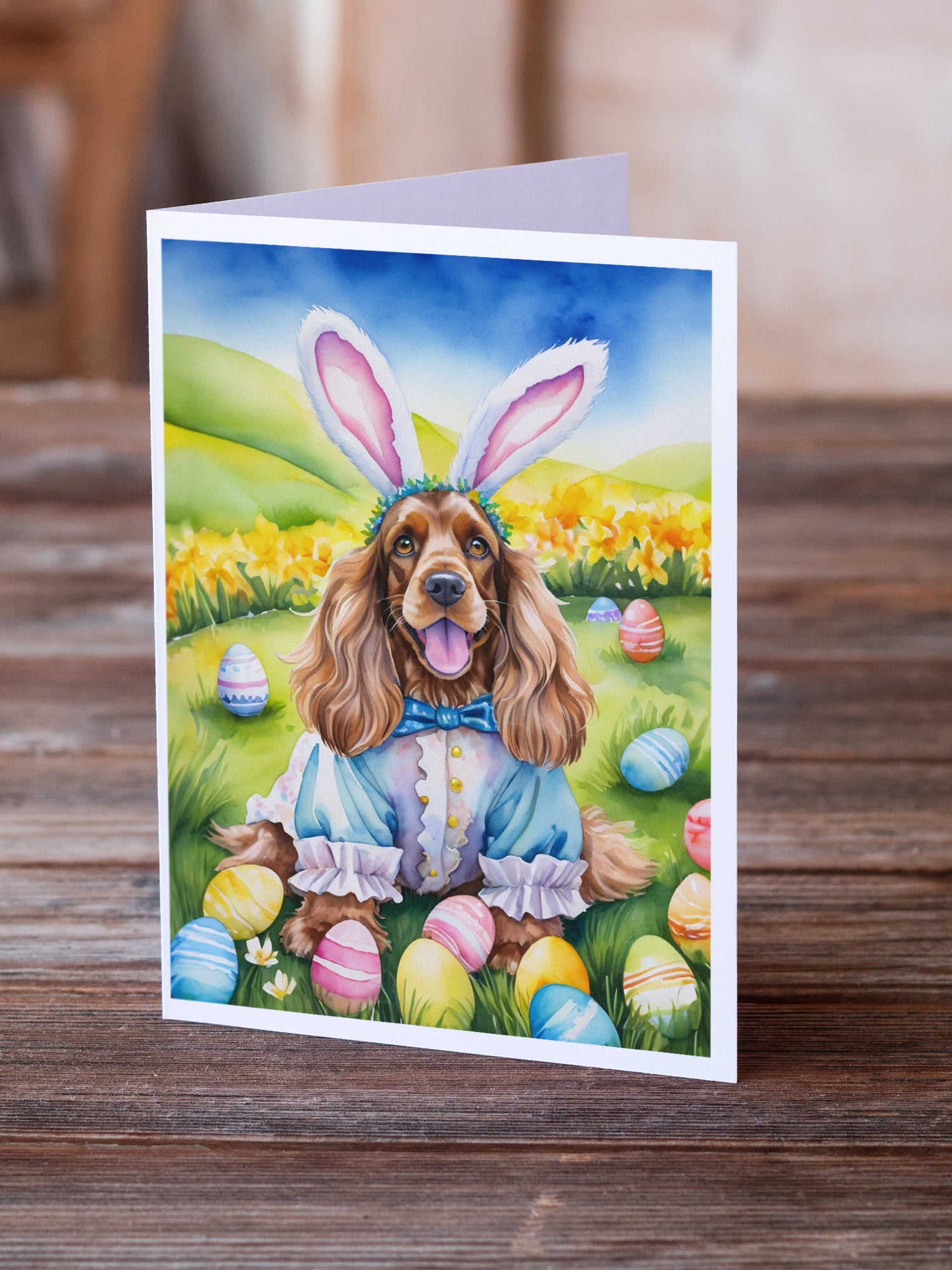 Cocker Spaniel Easter Egg Hunt Greeting Cards Pack of 8