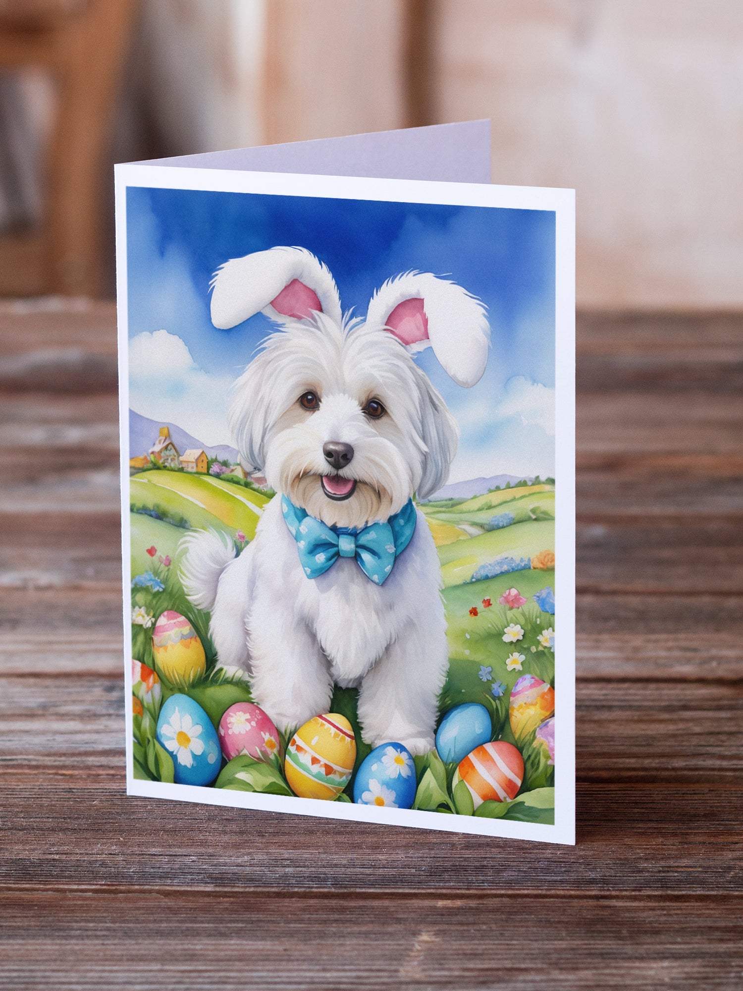 Buy this Coton de Tulear Easter Egg Hunt Greeting Cards Pack of 8