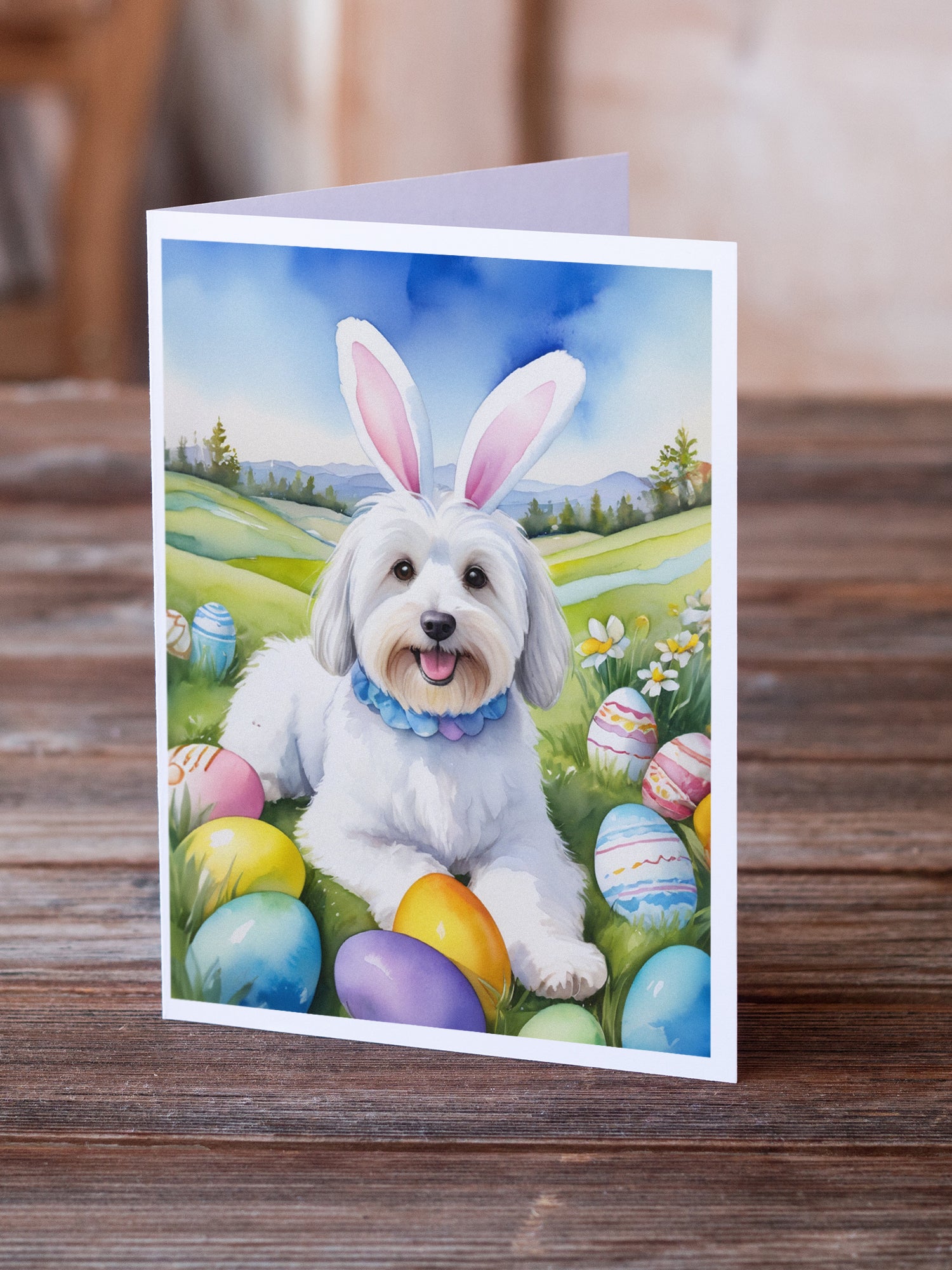 Coton de Tulear Easter Egg Hunt Greeting Cards Pack of 8