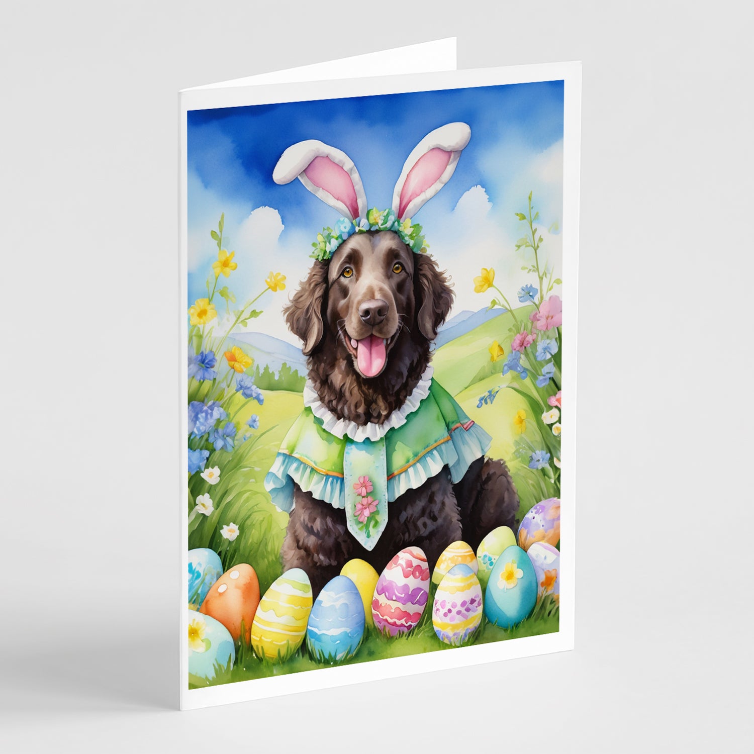 Buy this Curly-Coated Retriever Easter Egg Hunt Greeting Cards Pack of 8