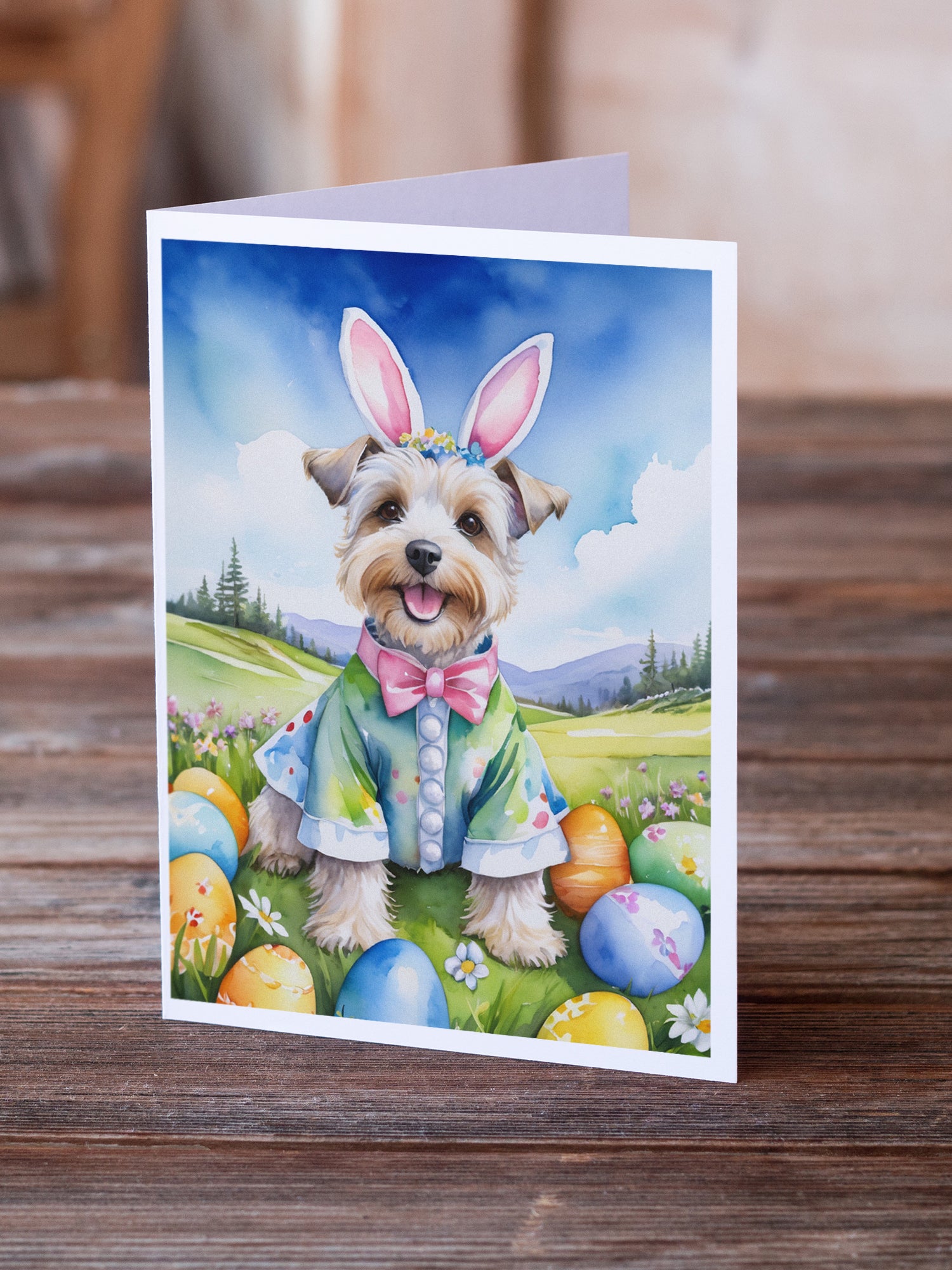 Buy this Dandie Dinmont Terrier Easter Egg Hunt Greeting Cards Pack of 8