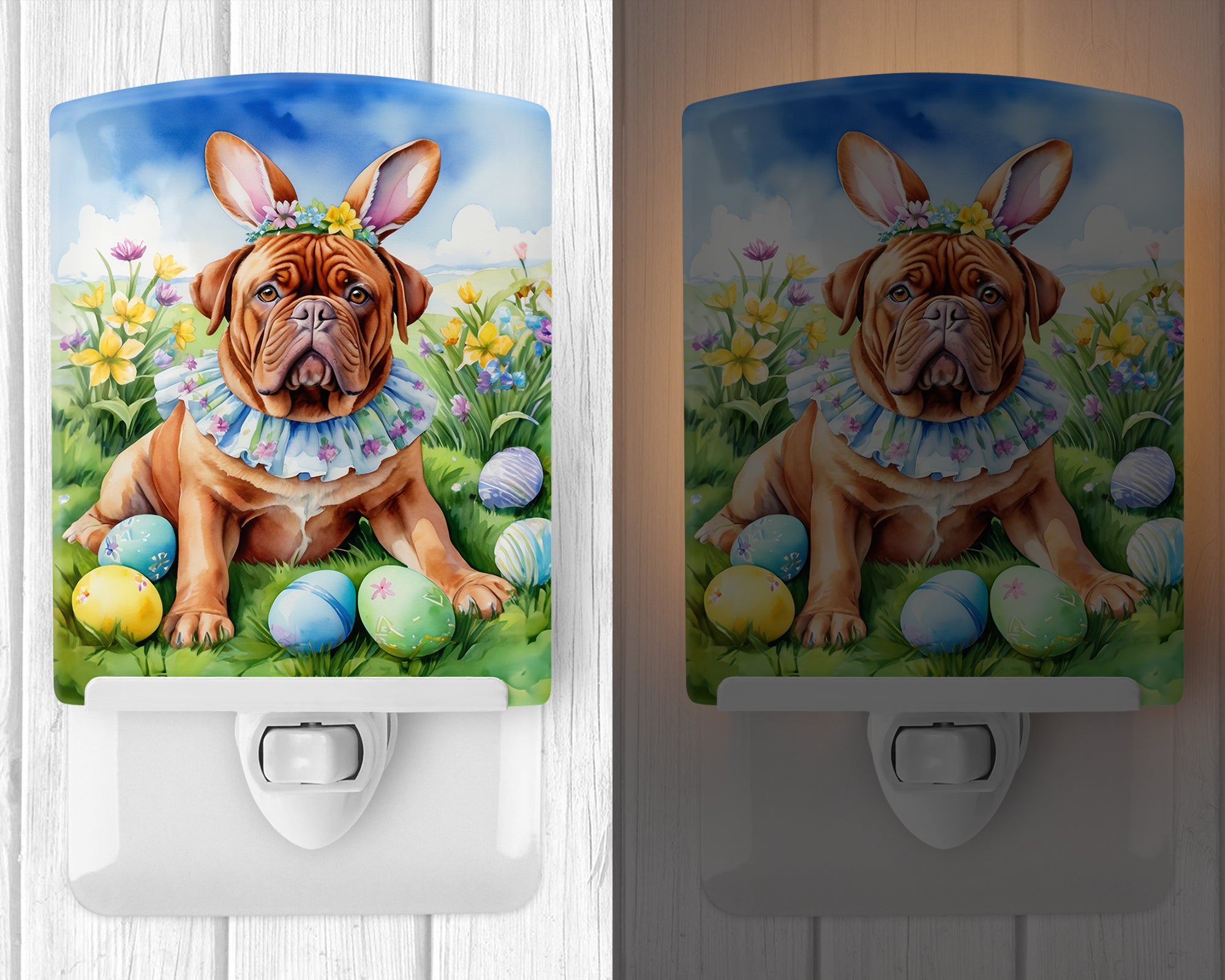 Buy this Dogue de Bordeaux Easter Egg Hunt Ceramic Night Light