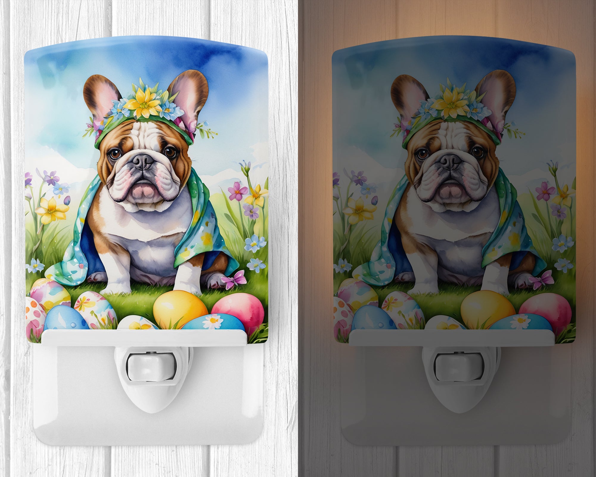 English Bulldog Easter Egg Hunt Ceramic Night Light