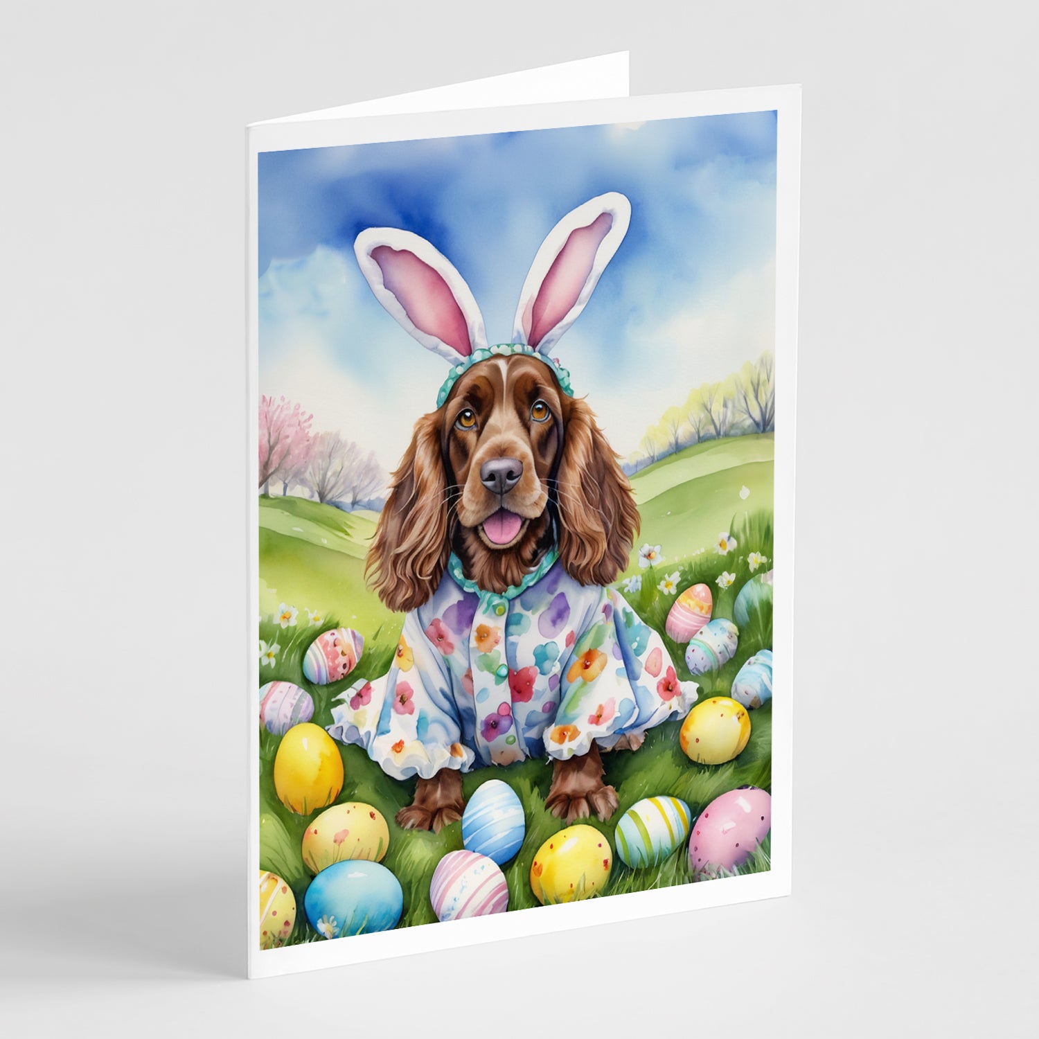 Buy this English Cocker Spaniel Easter Egg Hunt Greeting Cards Pack of 8