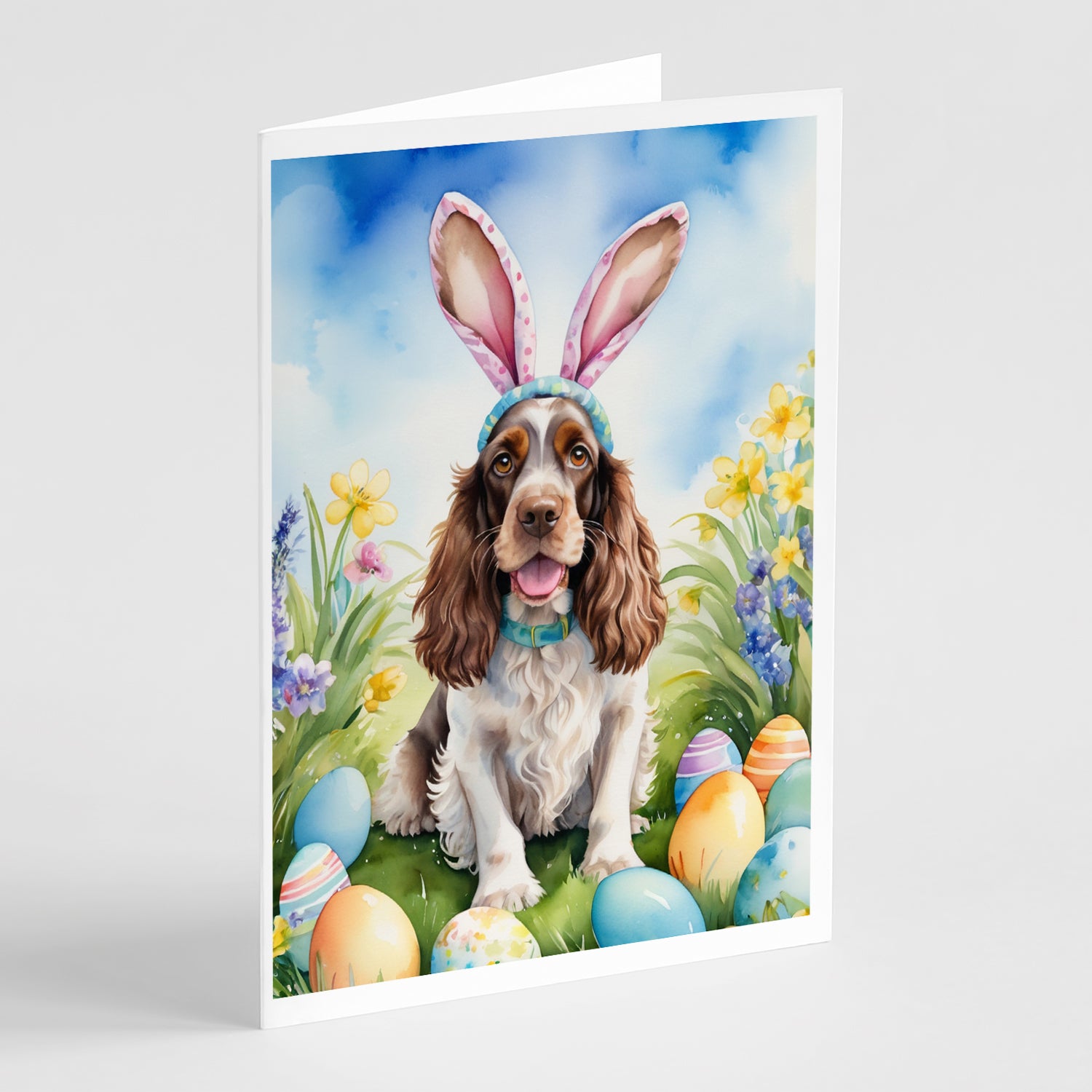Buy this English Cocker Spaniel Easter Egg Hunt Greeting Cards Pack of 8