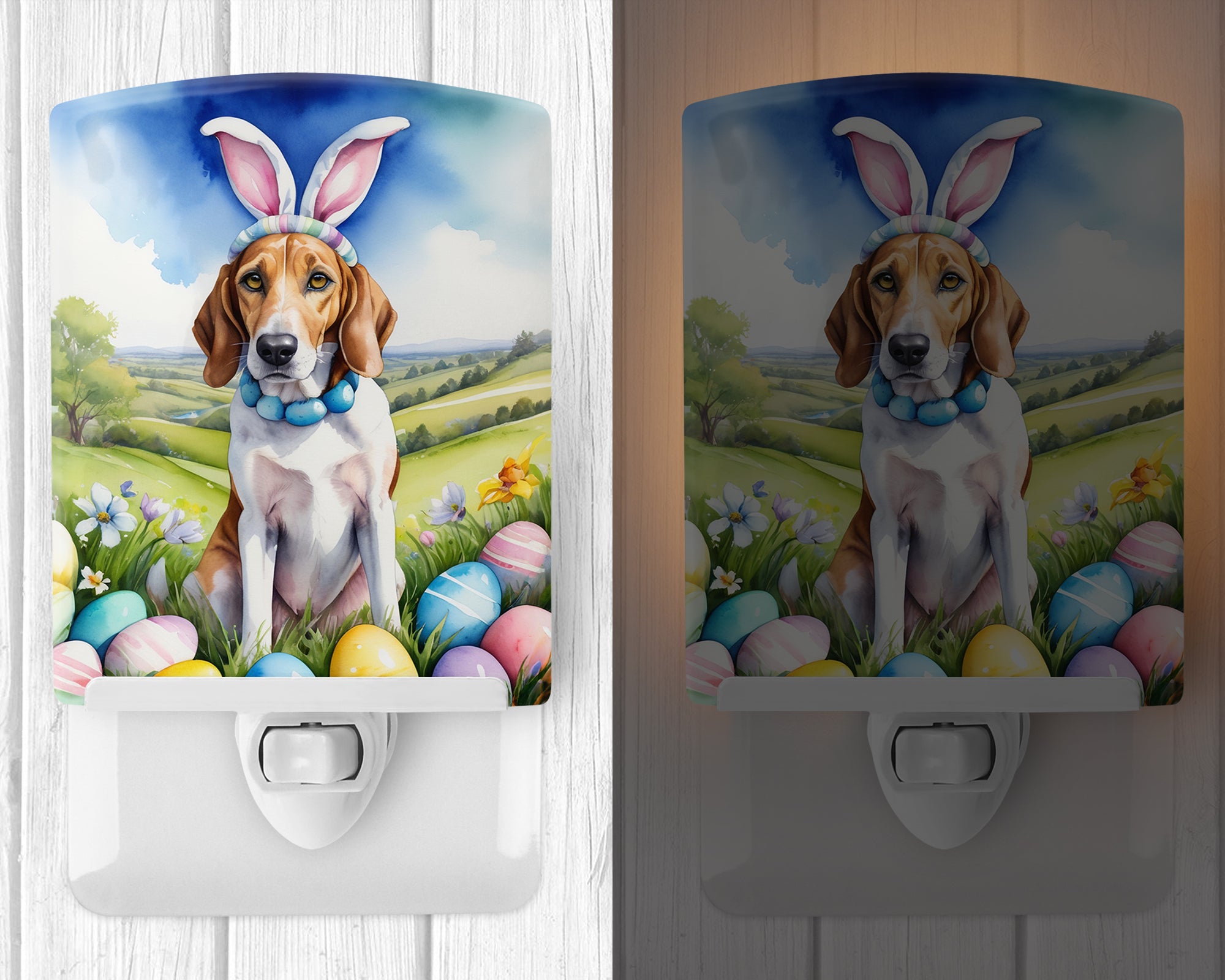 English Foxhound Easter Egg Hunt Ceramic Night Light