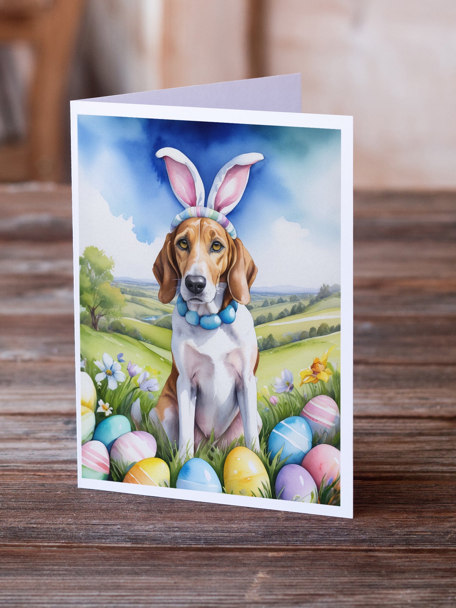 Buy this English Foxhound Easter Egg Hunt Greeting Cards Pack of 8
