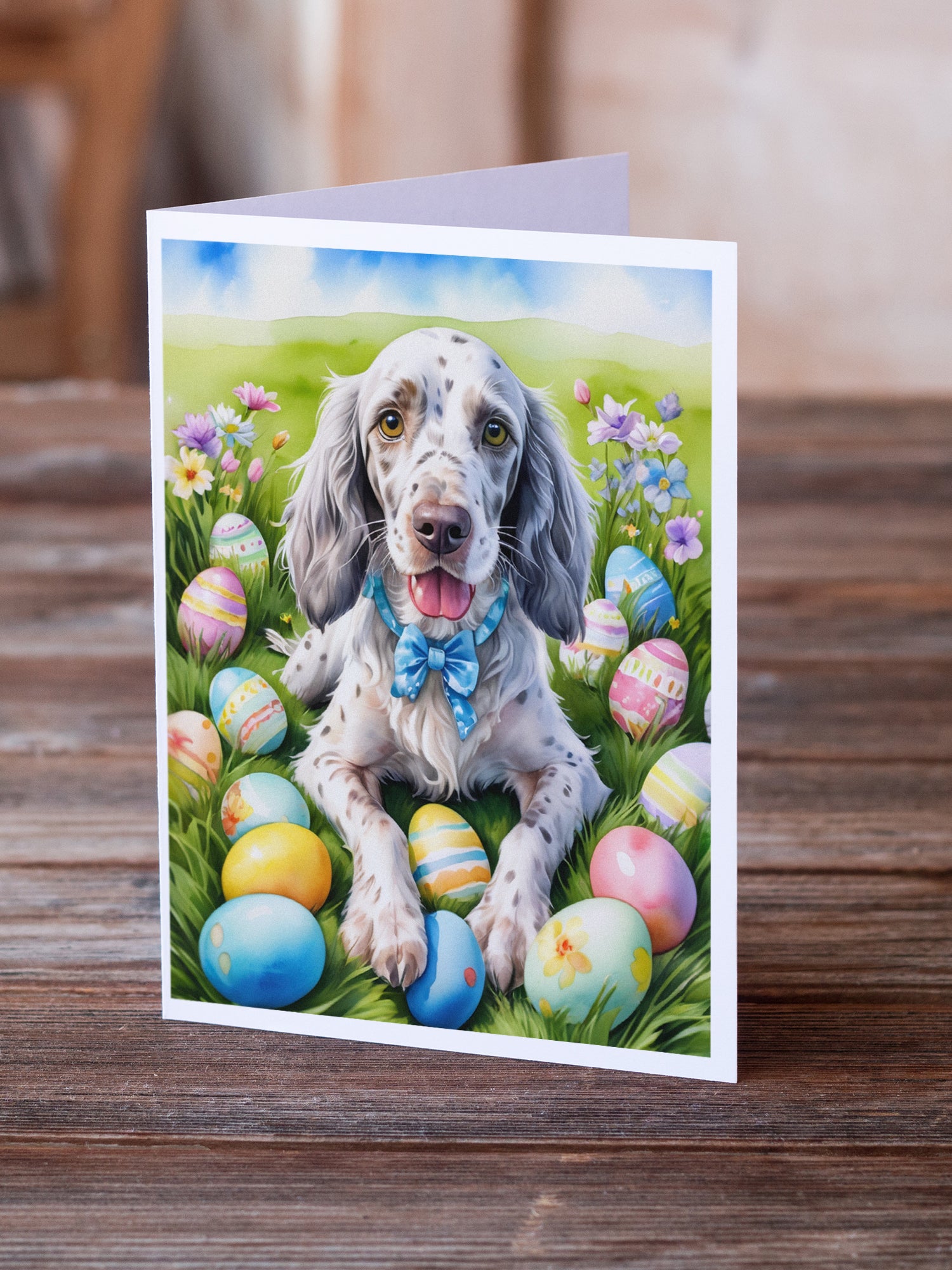 English Setter Easter Egg Hunt Greeting Cards Pack of 8