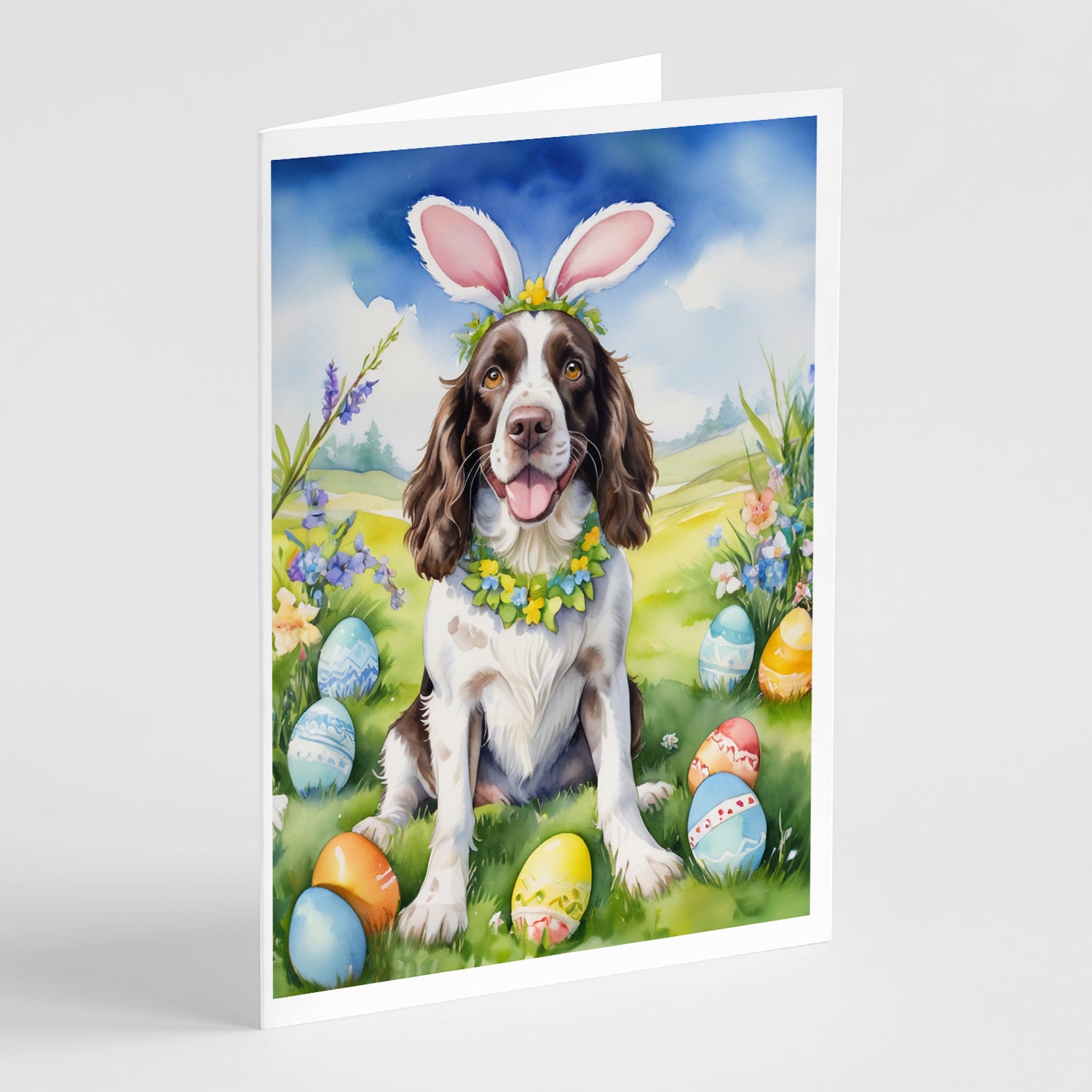 Buy this English Springer Spaniel Easter Egg Hunt Greeting Cards Pack of 8