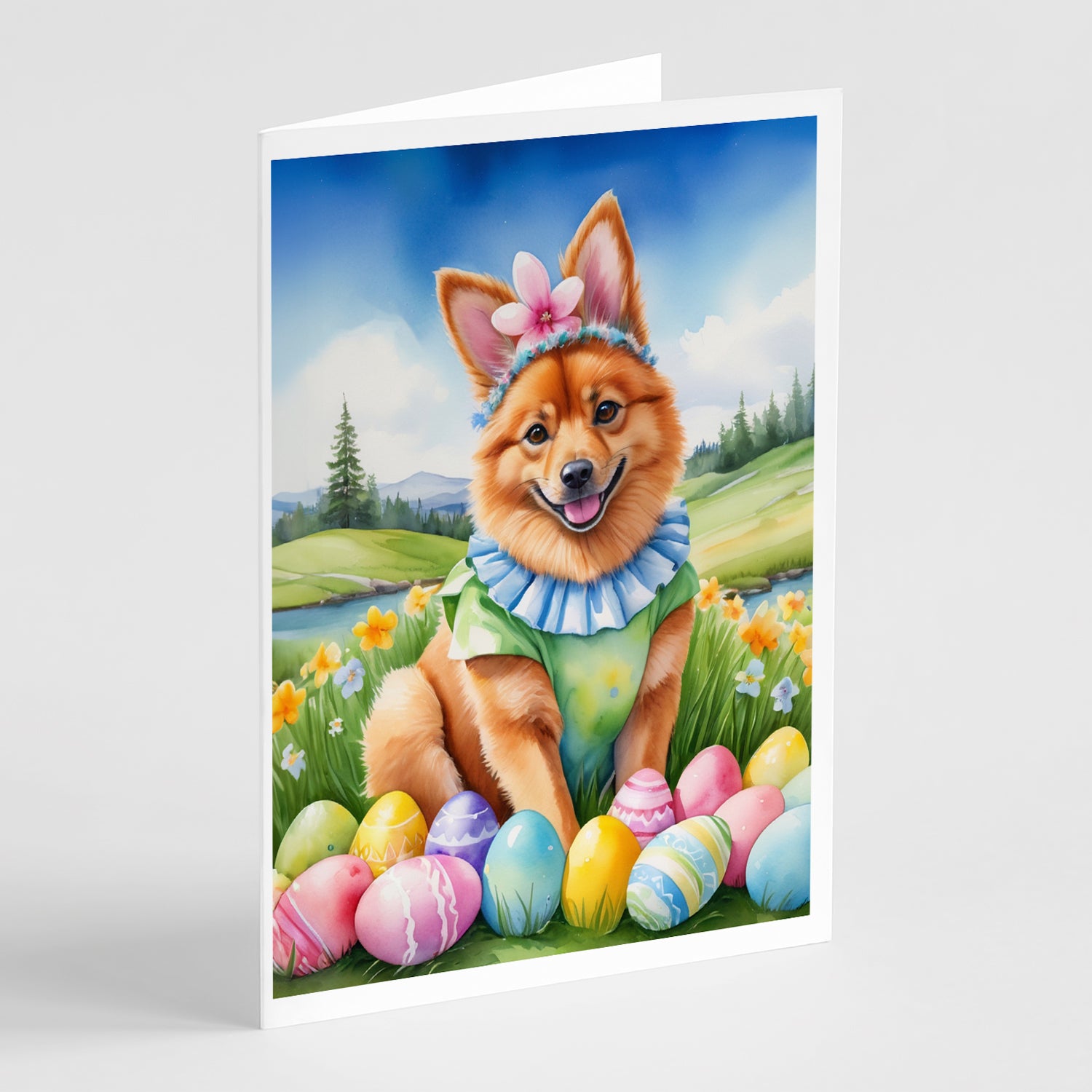 Buy this Finnish Spitz Easter Egg Hunt Greeting Cards Pack of 8
