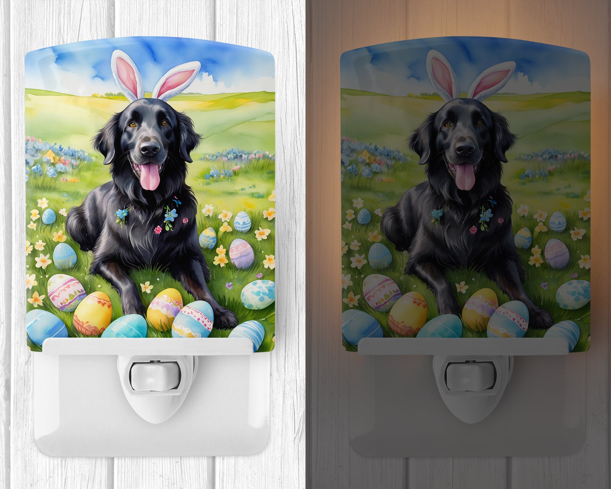 Buy this Flat-Coated Retriever Easter Egg Hunt Ceramic Night Light