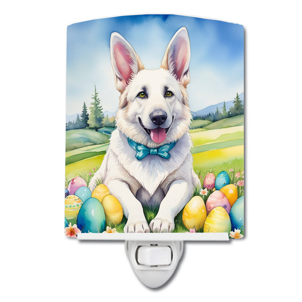 Buy this White German Shepherd Easter Egg Hunt Ceramic Night Light