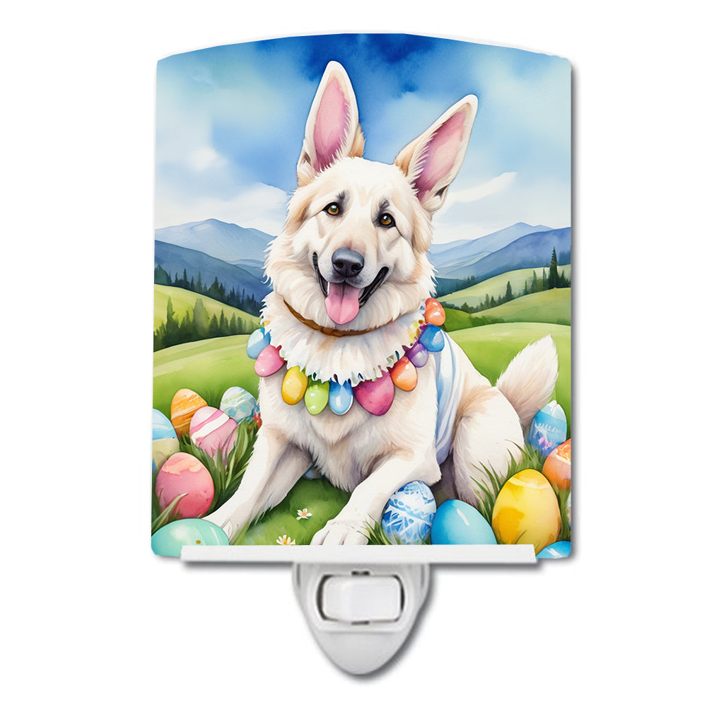 Buy this White German Shepherd Easter Egg Hunt Ceramic Night Light