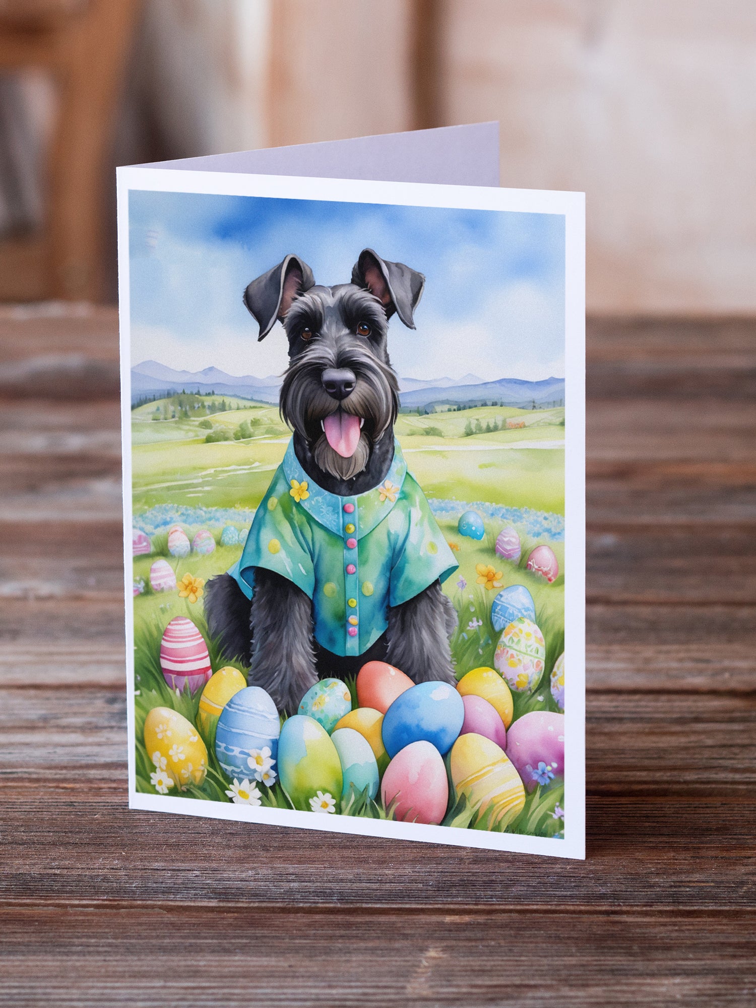 Buy this Giant Schnauzer Easter Egg Hunt Greeting Cards Pack of 8