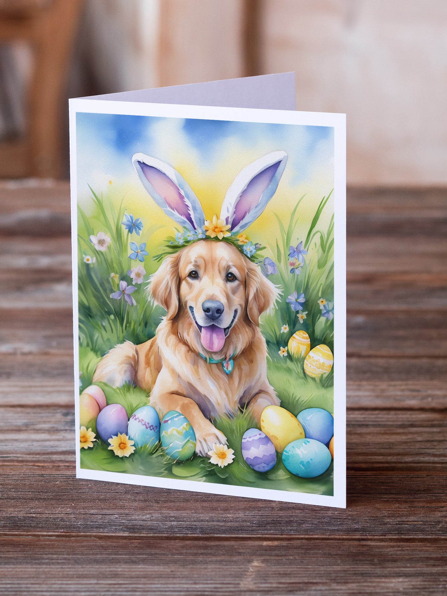 Buy this Golden Retriever Easter Egg Hunt Greeting Cards Pack of 8