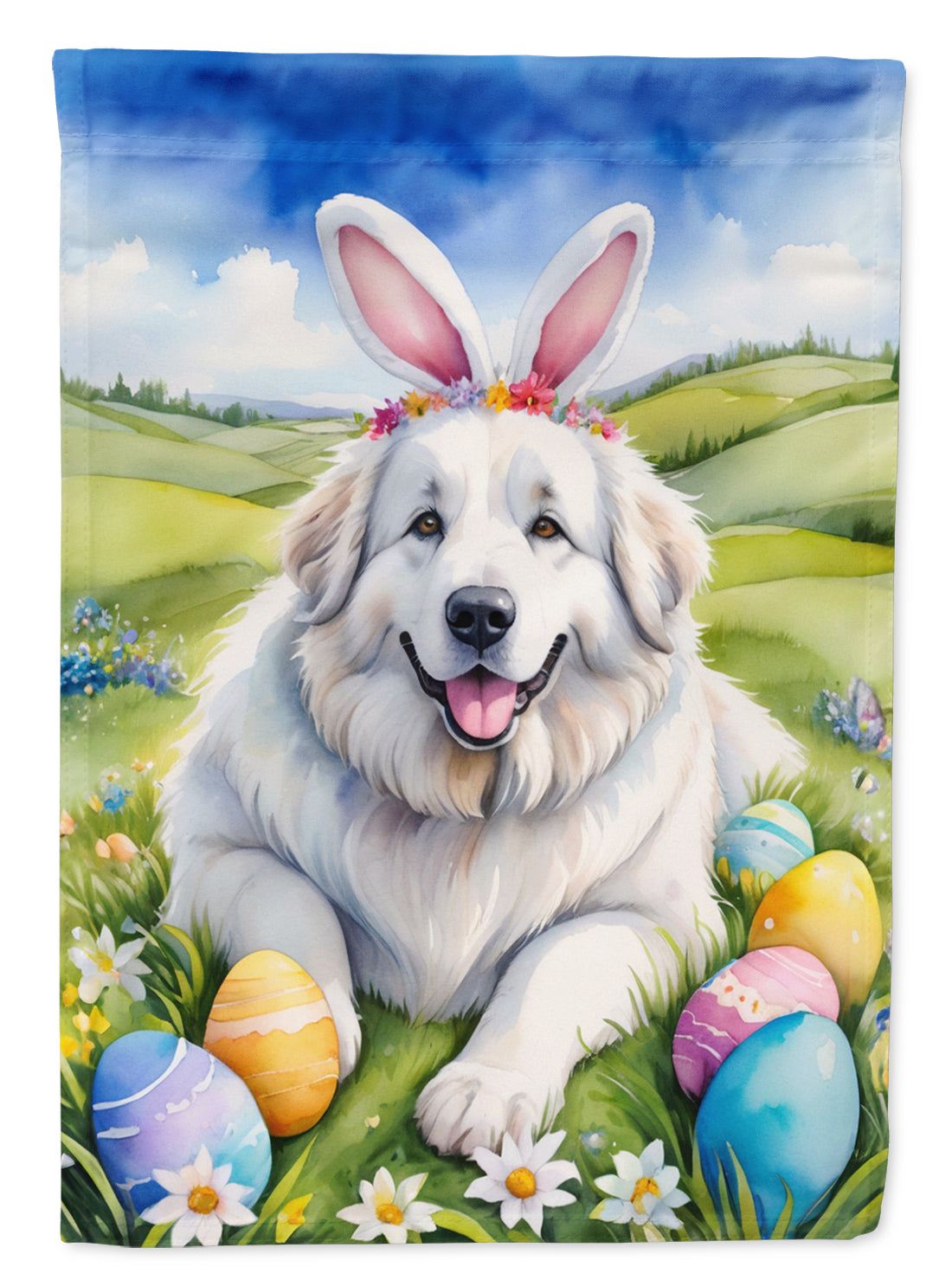 Buy this Great Pyrenees Easter Egg Hunt House Flag