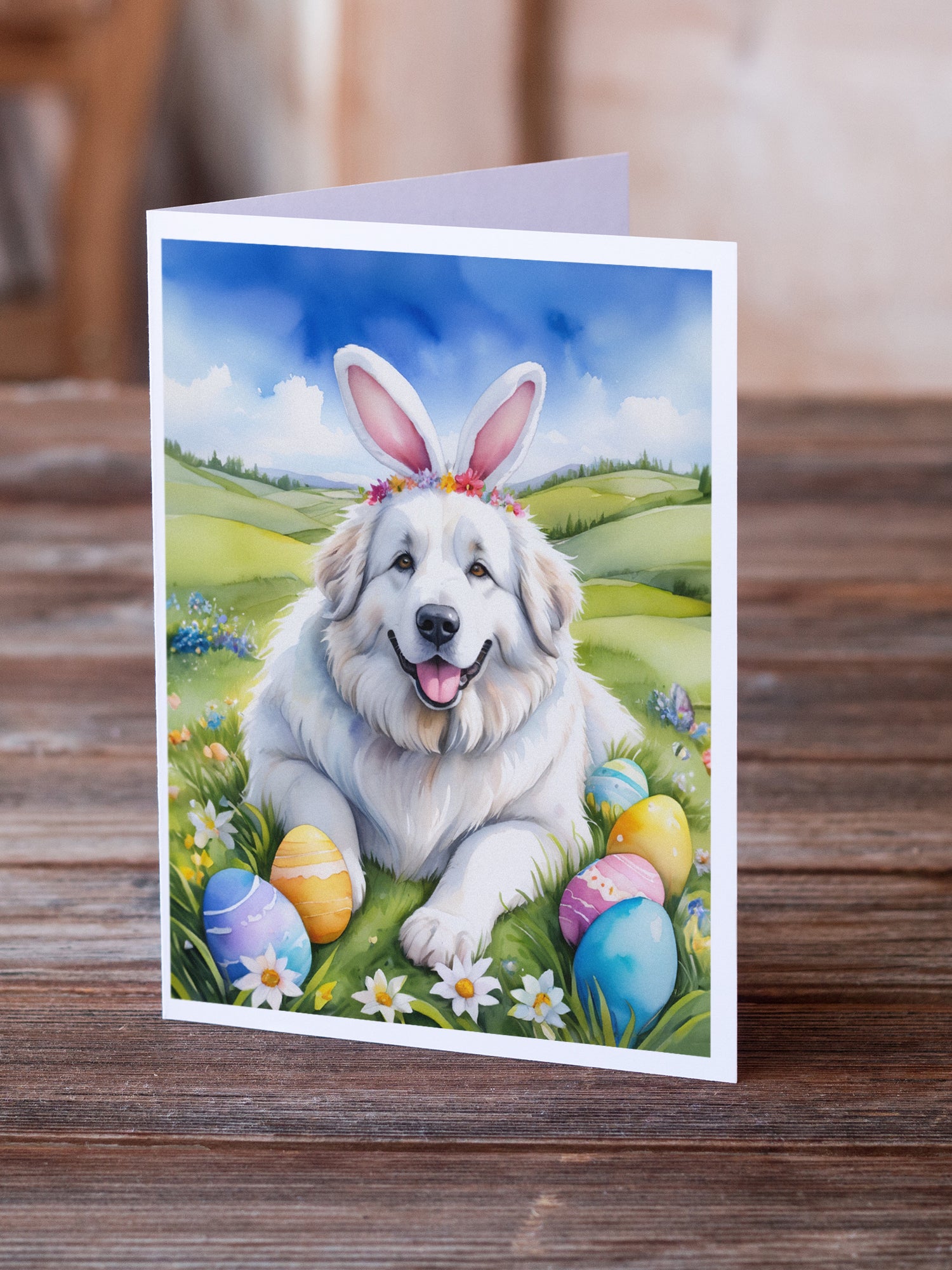 Buy this Great Pyrenees Easter Egg Hunt Greeting Cards Pack of 8