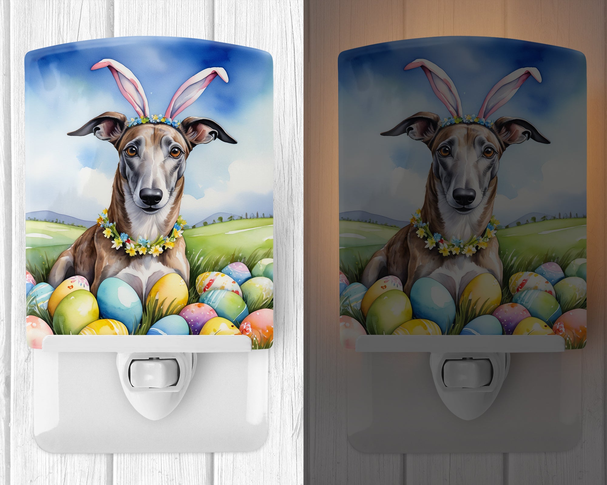 Greyhound Easter Egg Hunt Ceramic Night Light
