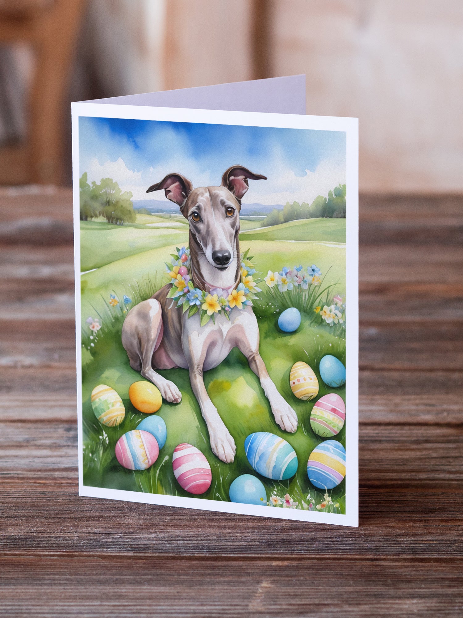 Greyhound Easter Egg Hunt Greeting Cards Pack of 8