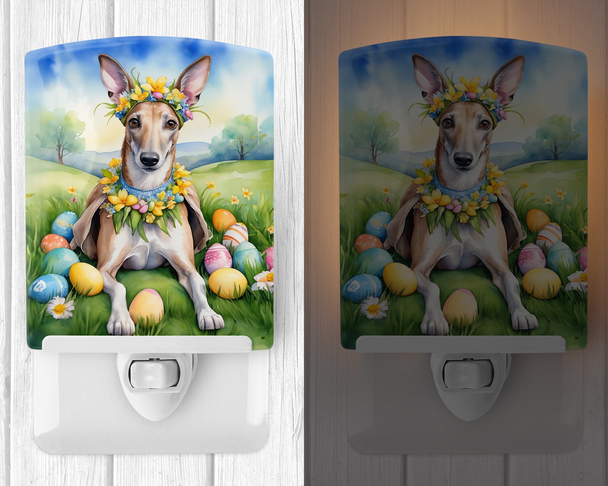 Greyhound Easter Egg Hunt Ceramic Night Light