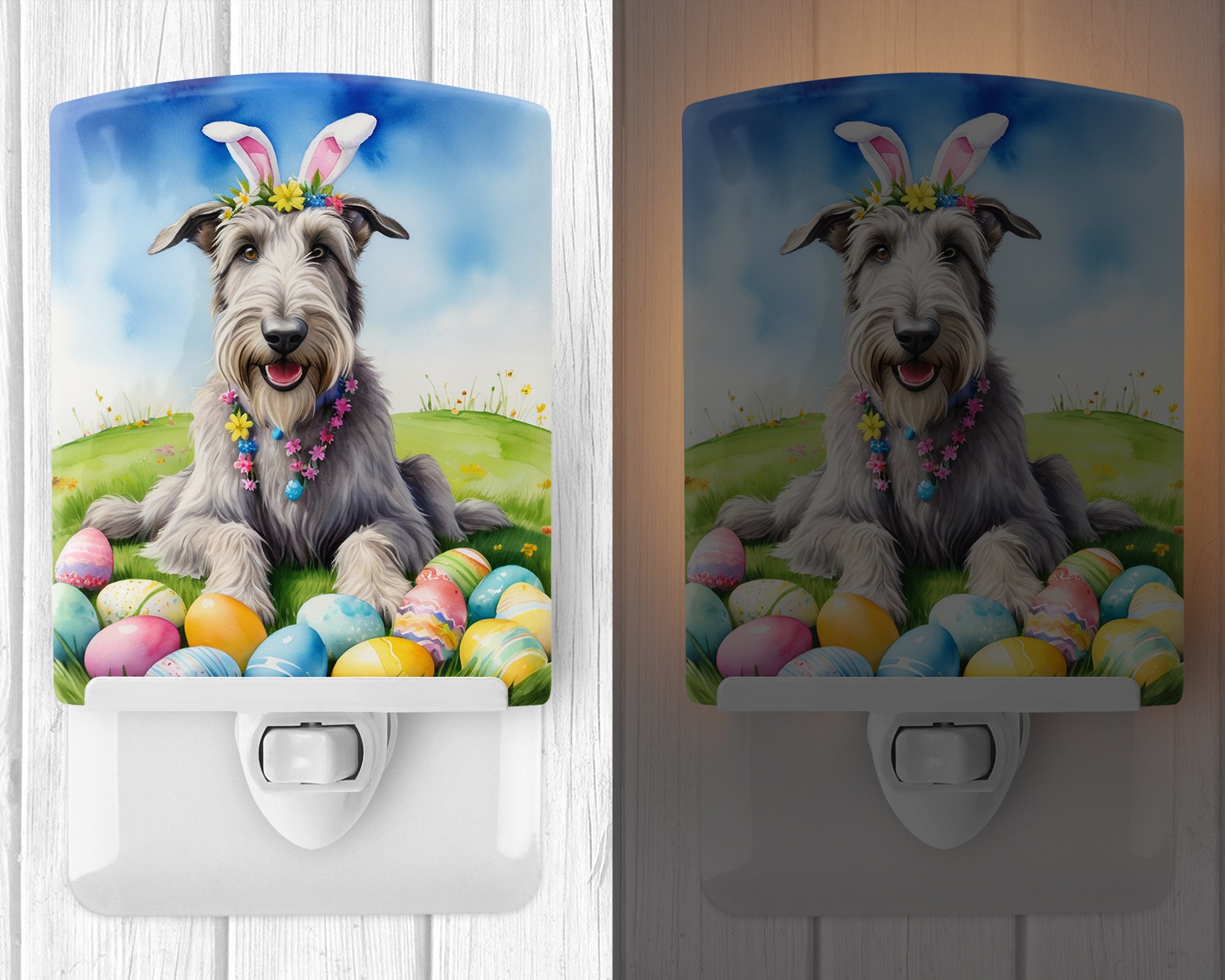Buy this Irish Wolfhound Easter Egg Hunt Ceramic Night Light