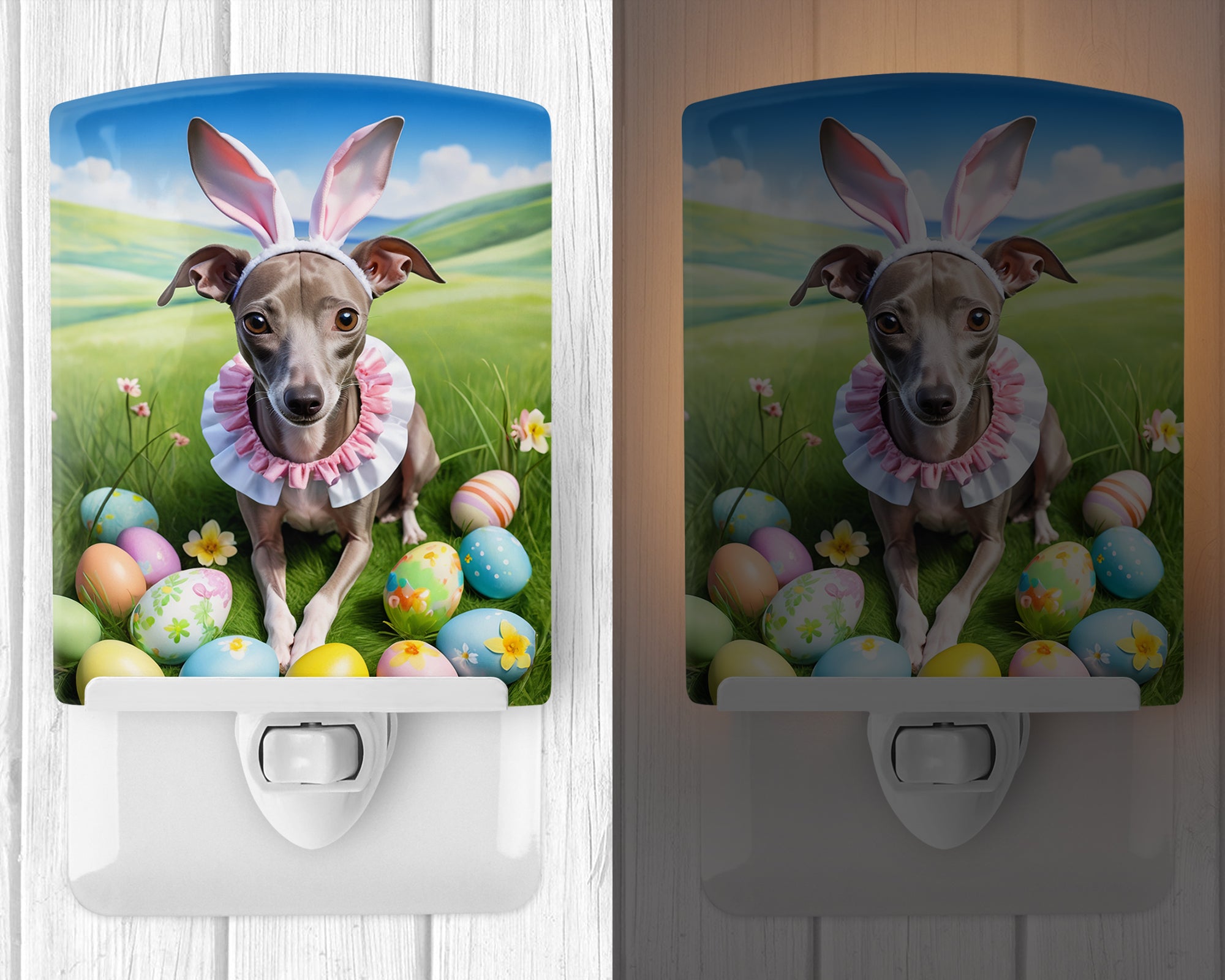 Italian Greyhound Easter Egg Hunt Ceramic Night Light