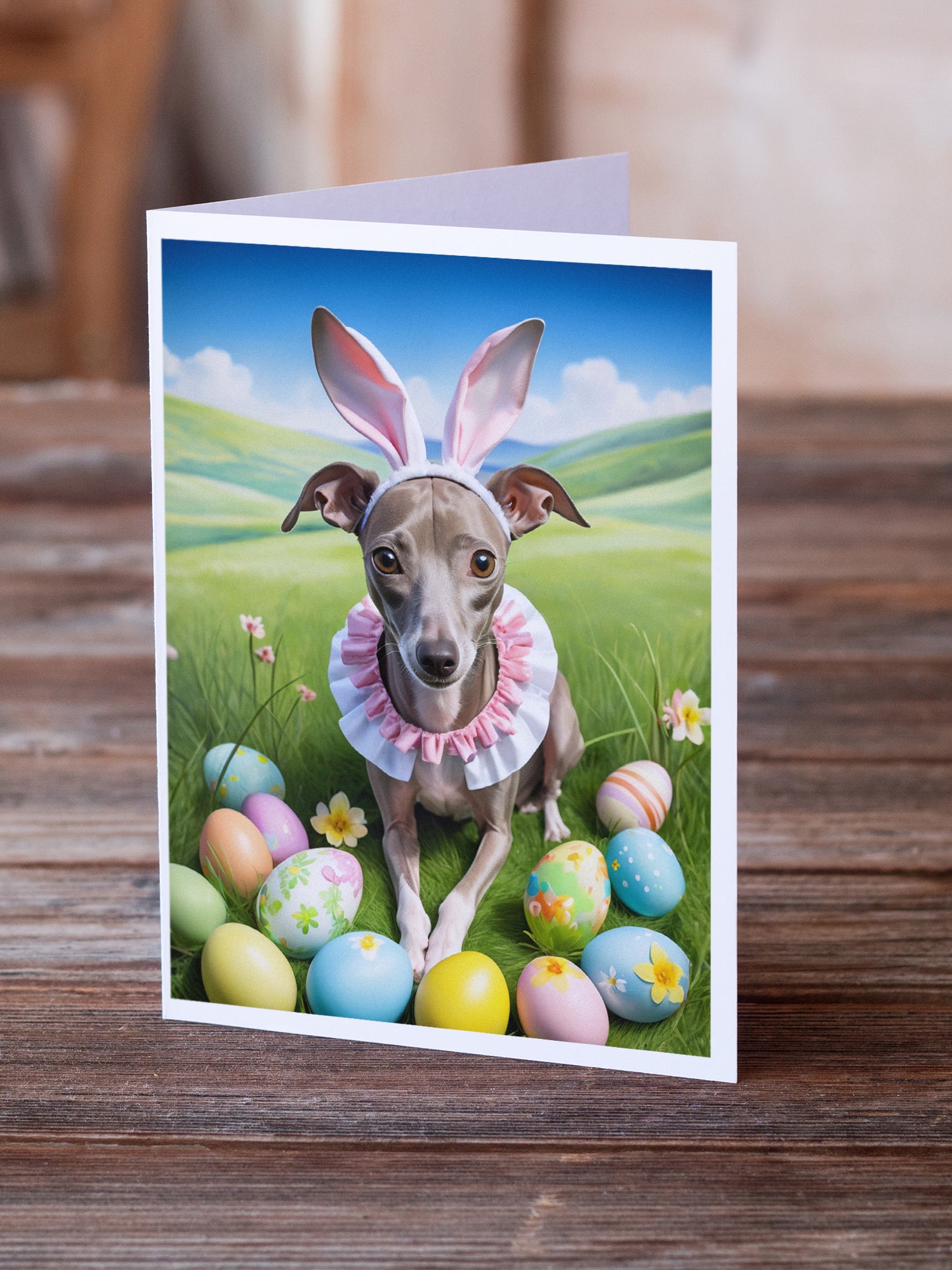 Buy this Italian Greyhound Easter Egg Hunt Greeting Cards Pack of 8