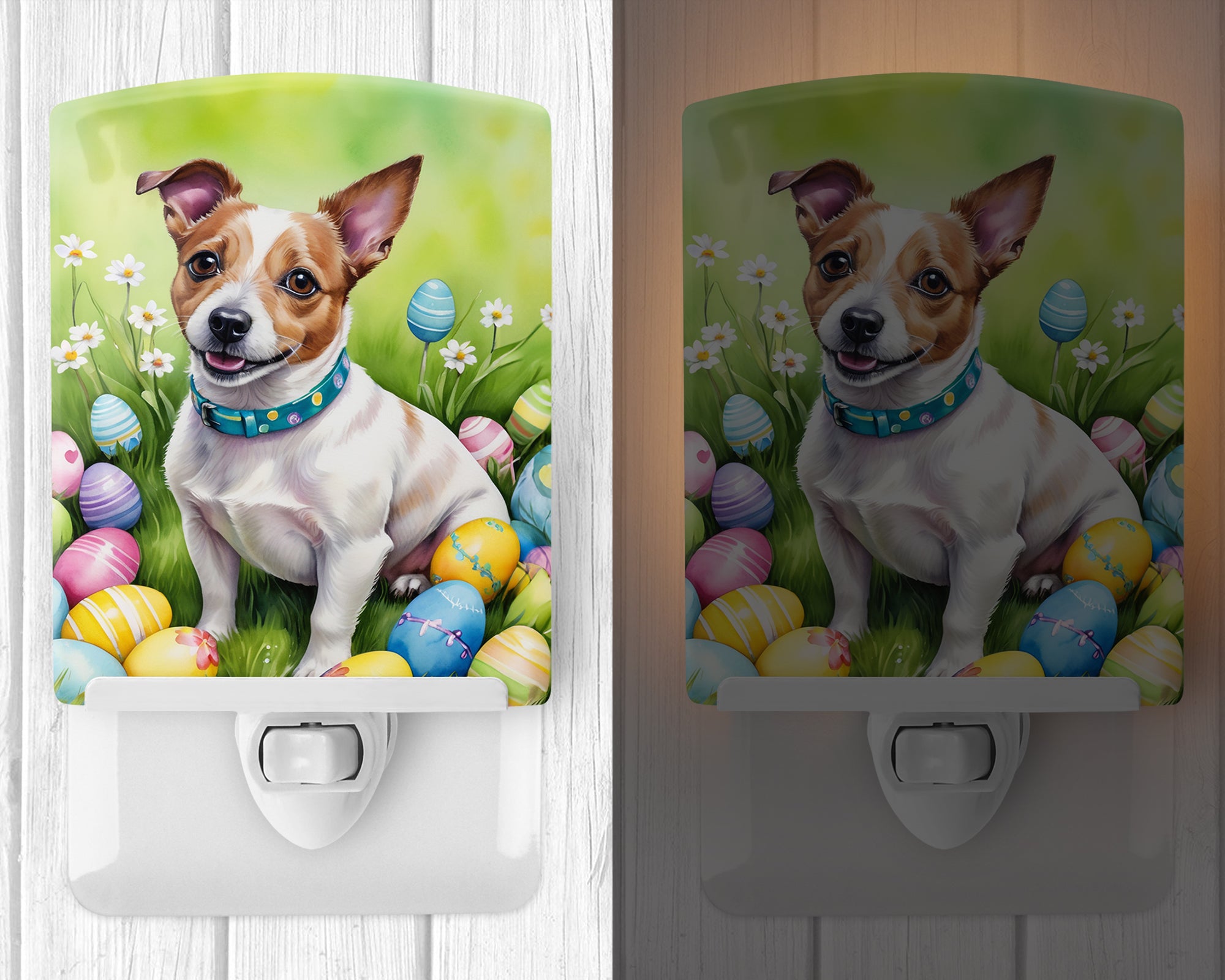 Jack Russell Terrier Easter Egg Hunt Ceramic Night Light