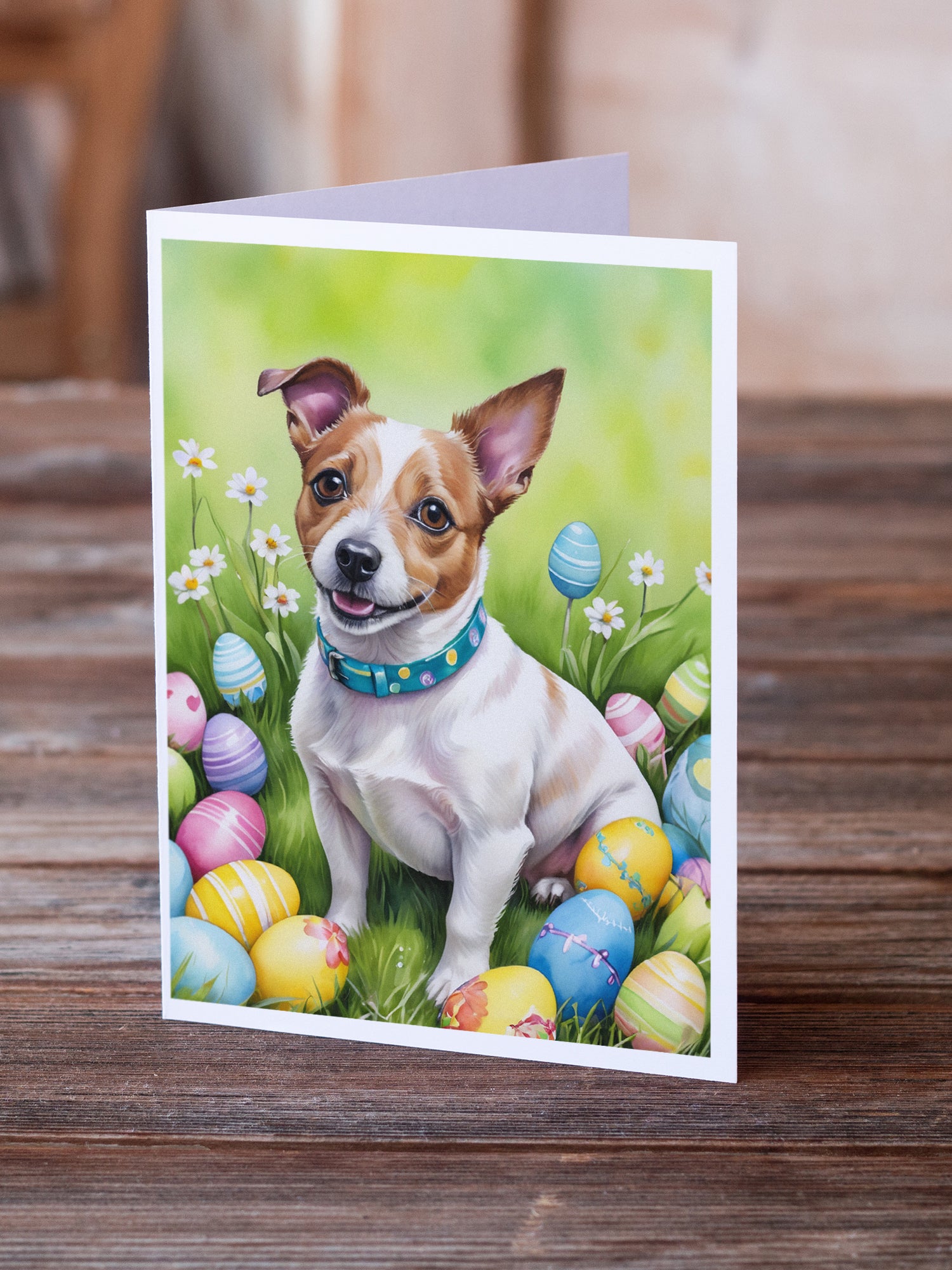 Buy this Jack Russell Terrier Easter Egg Hunt Greeting Cards Pack of 8