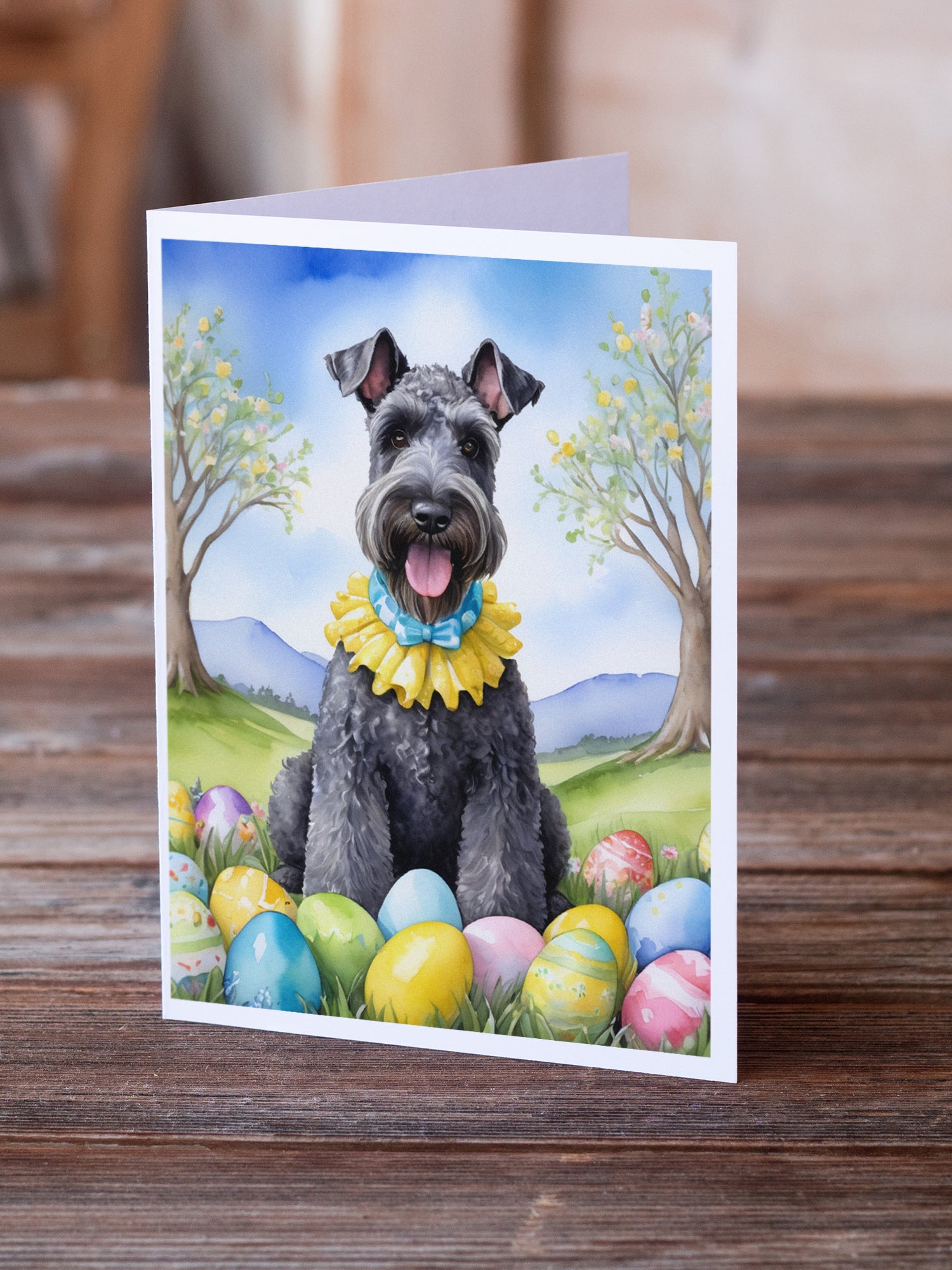 Kerry Blue Terrier Easter Egg Hunt Greeting Cards Pack of 8