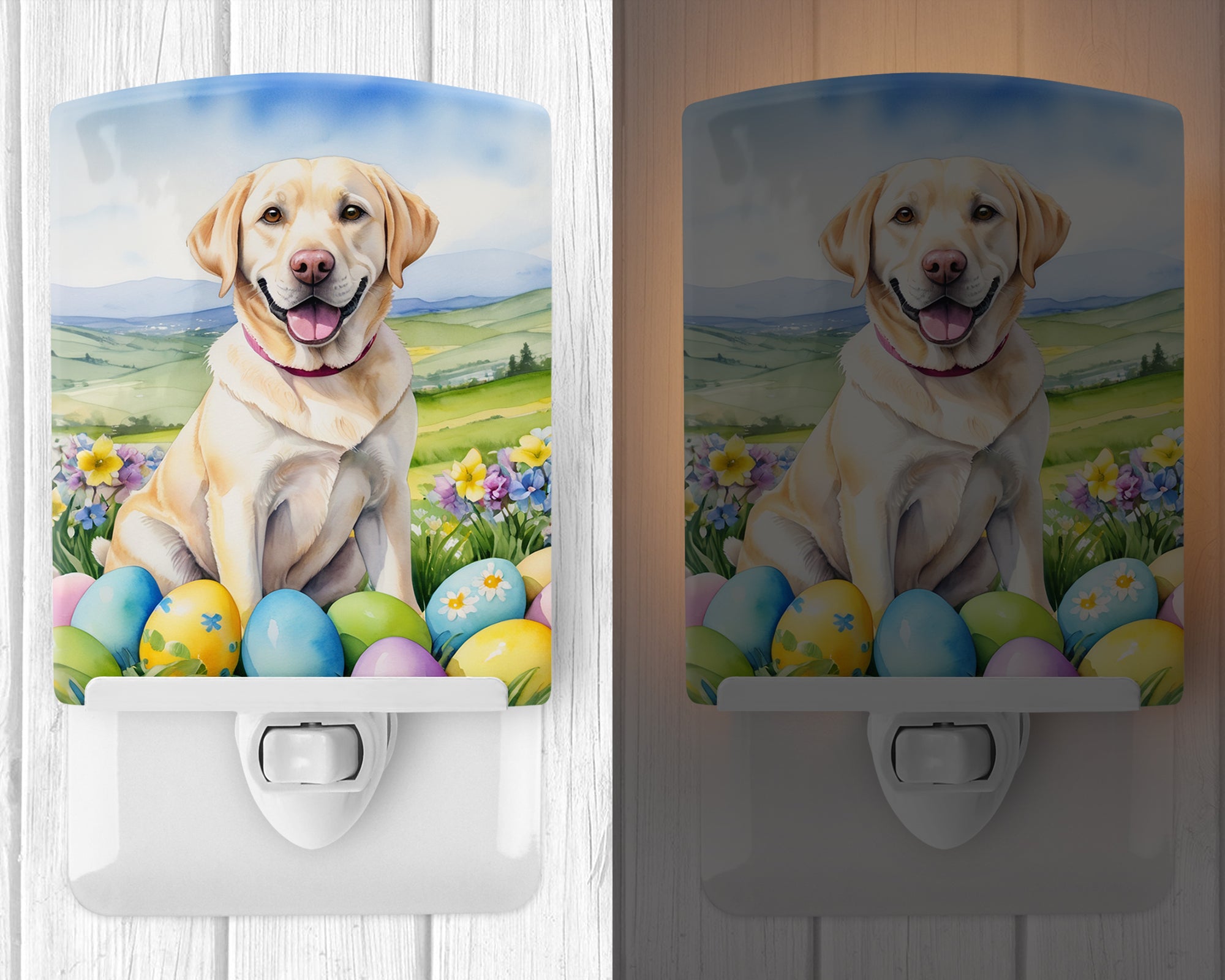Buy this Yellow Labrador Retriever Easter Egg Hunt Ceramic Night Light
