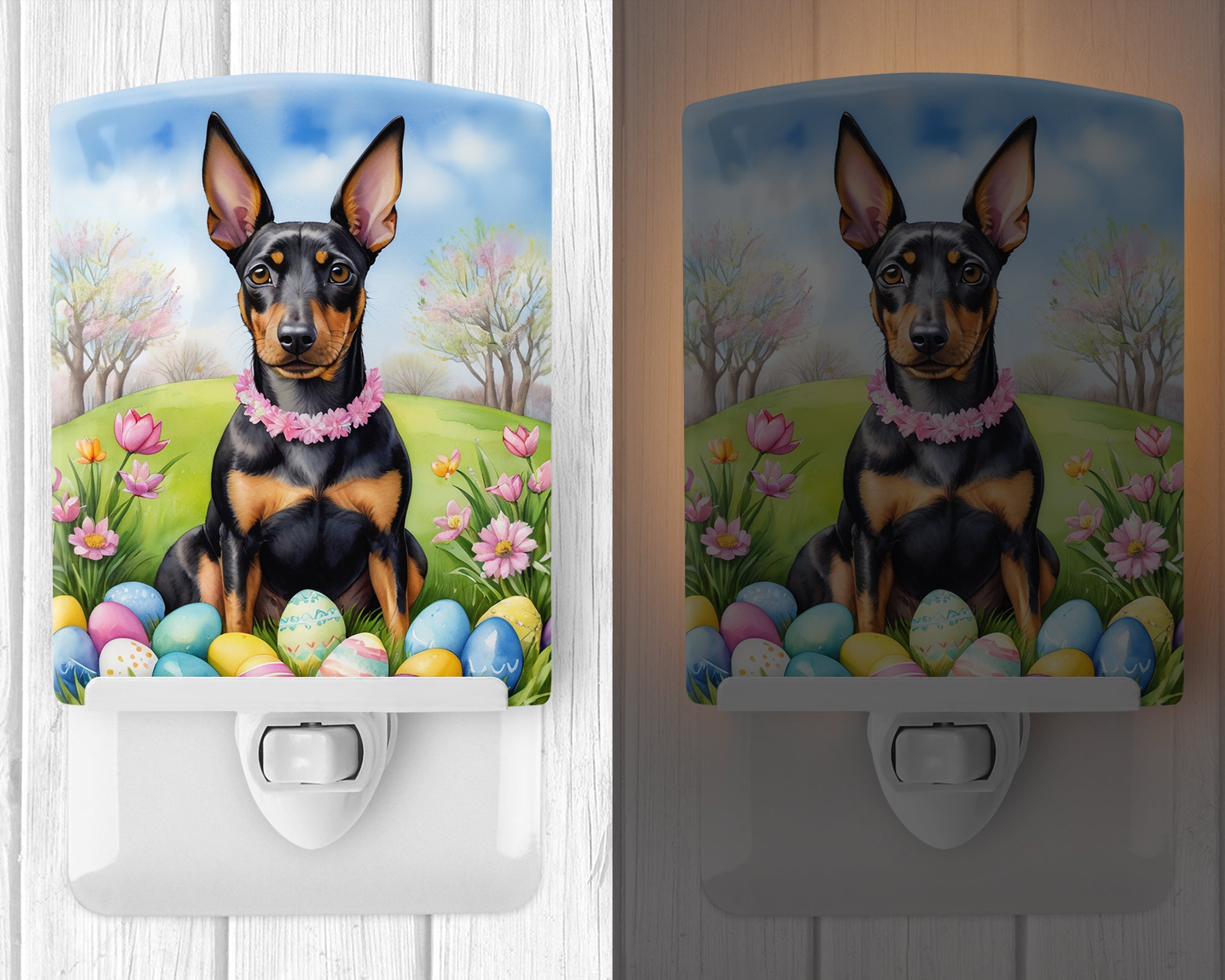 Manchester Terrier Easter Egg Hunt Ceramic Night Light