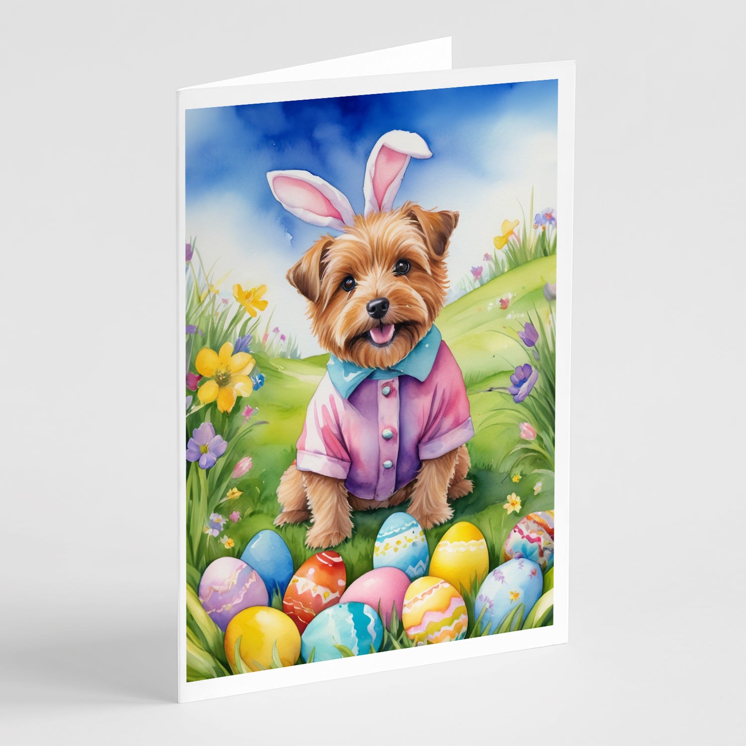 Buy this Norfolk Terrier Easter Egg Hunt Greeting Cards Pack of 8