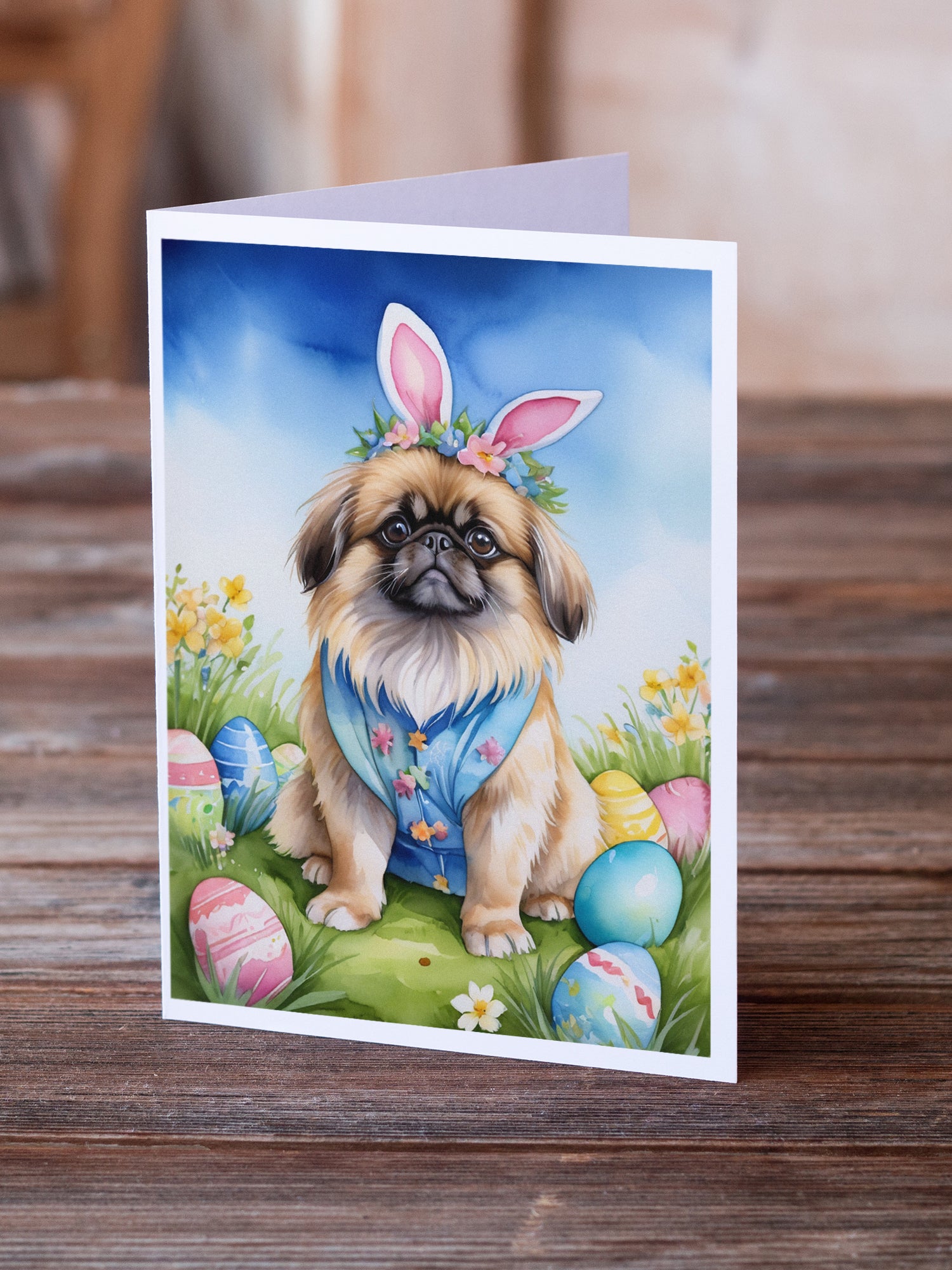 Buy this Pekingese Easter Egg Hunt Greeting Cards Pack of 8