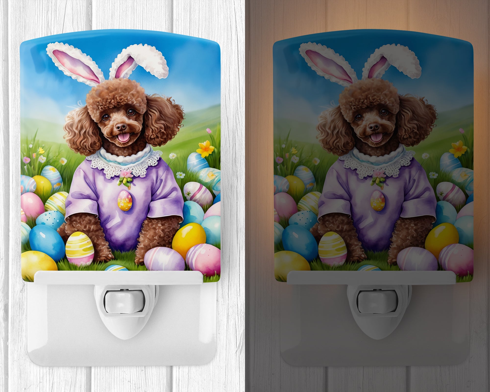 Buy this Chocolate Poodle Easter Egg Hunt Ceramic Night Light