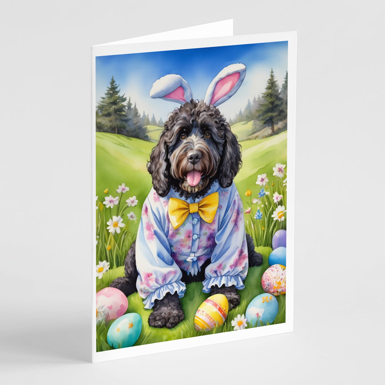 Buy this Portuguese Water Dog Easter Egg Hunt Greeting Cards Pack of 8