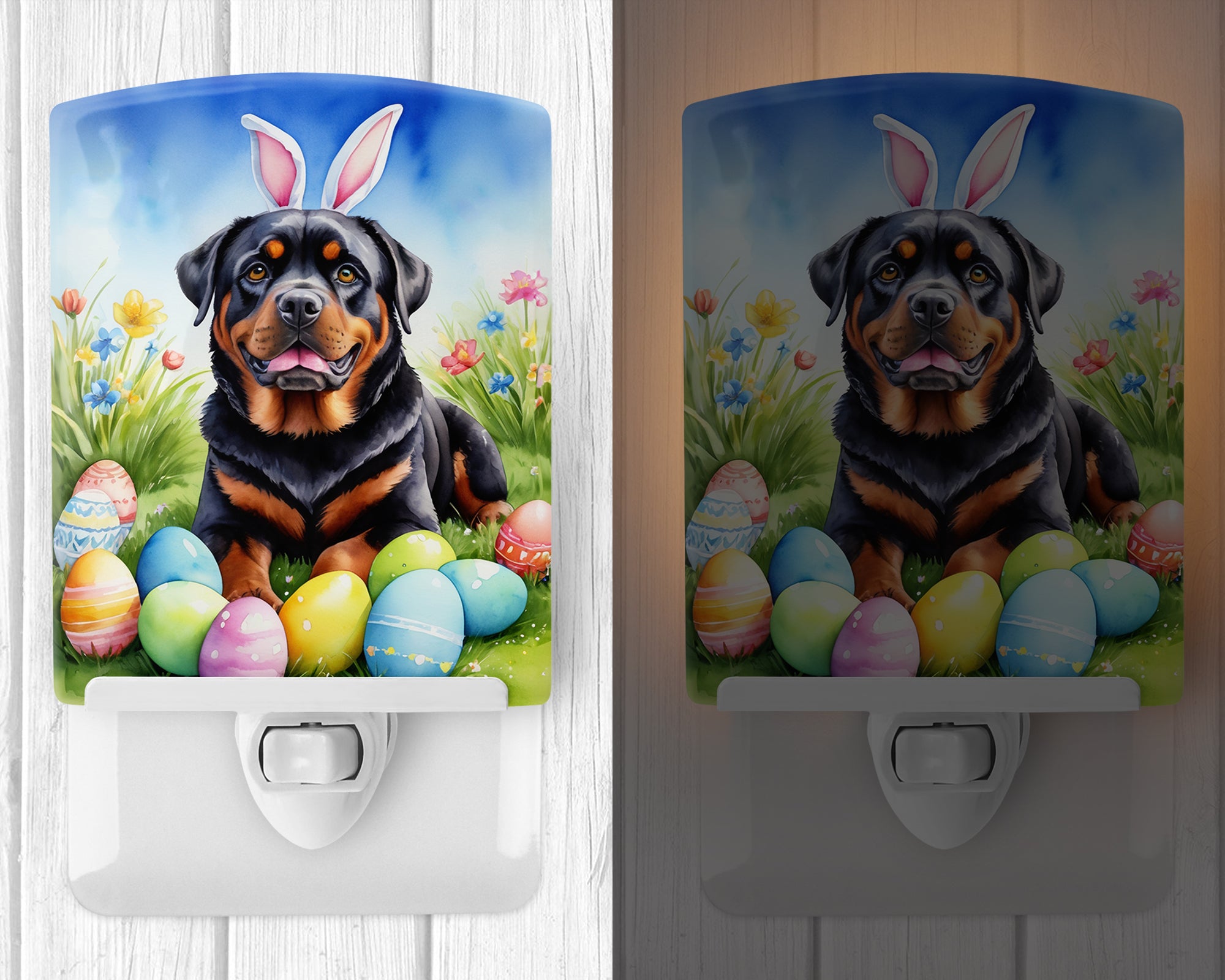 Buy this Rottweiler Easter Egg Hunt Ceramic Night Light