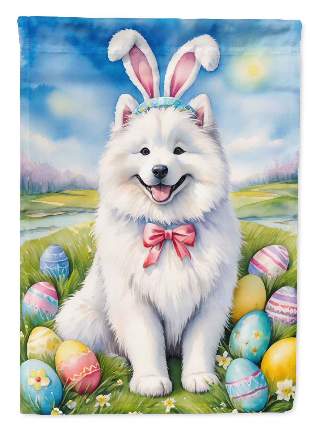 Buy this Samoyed Easter Egg Hunt House Flag