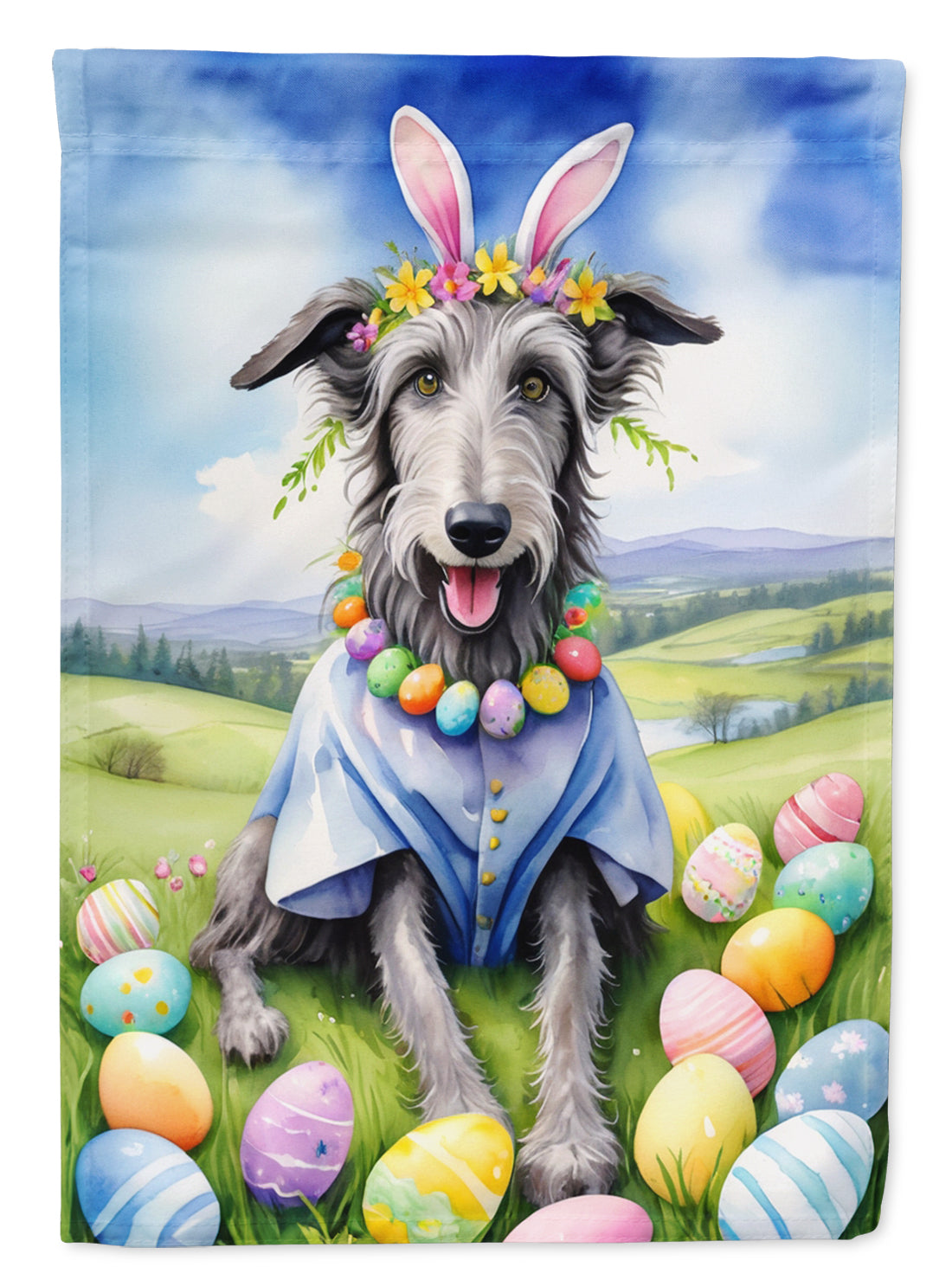 Buy this Scottish Deerhound Easter Egg Hunt House Flag
